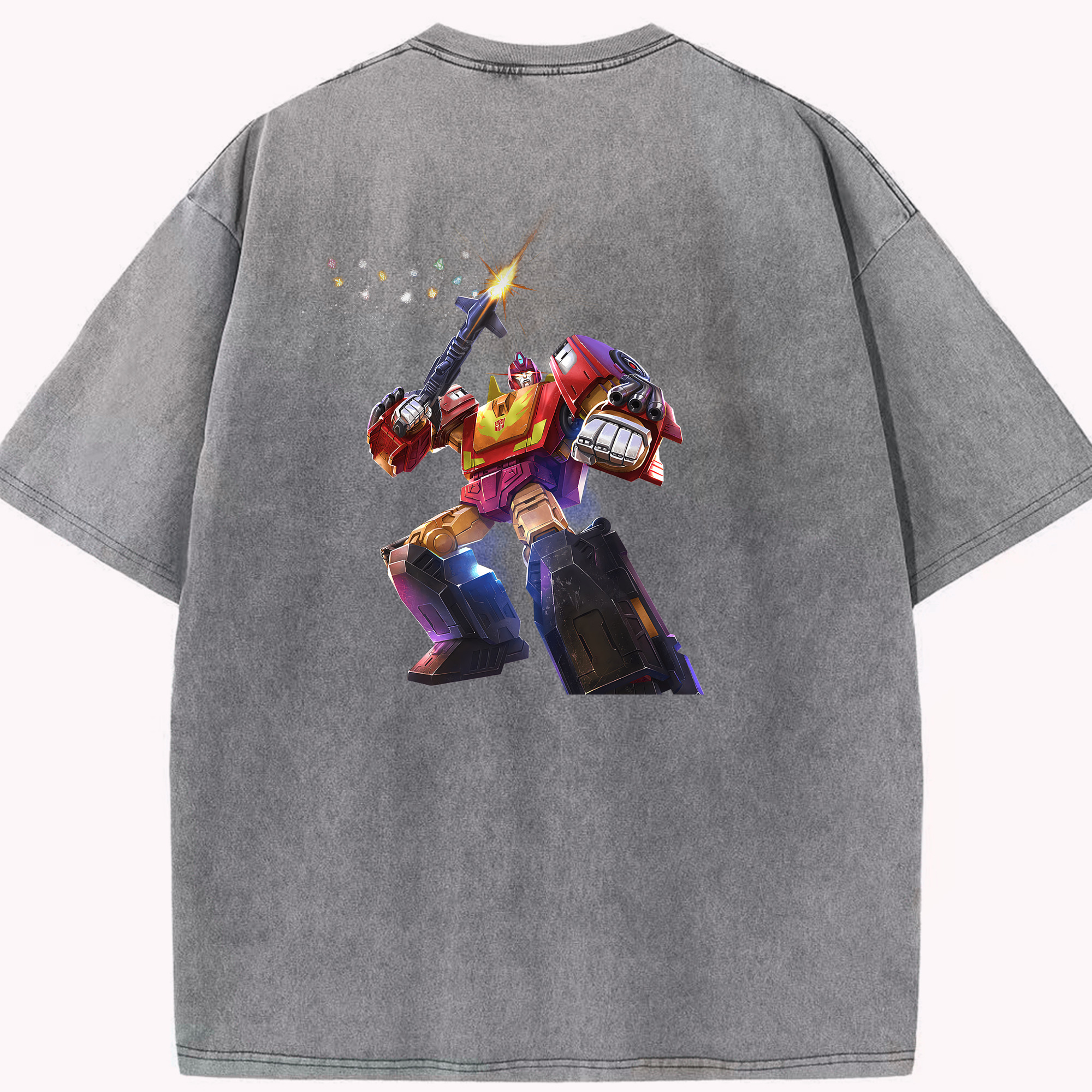（画像用） Transformers トランスフォーマー 綿100% ヴィンテージ風 半袖Tシャツ（背面プリント）