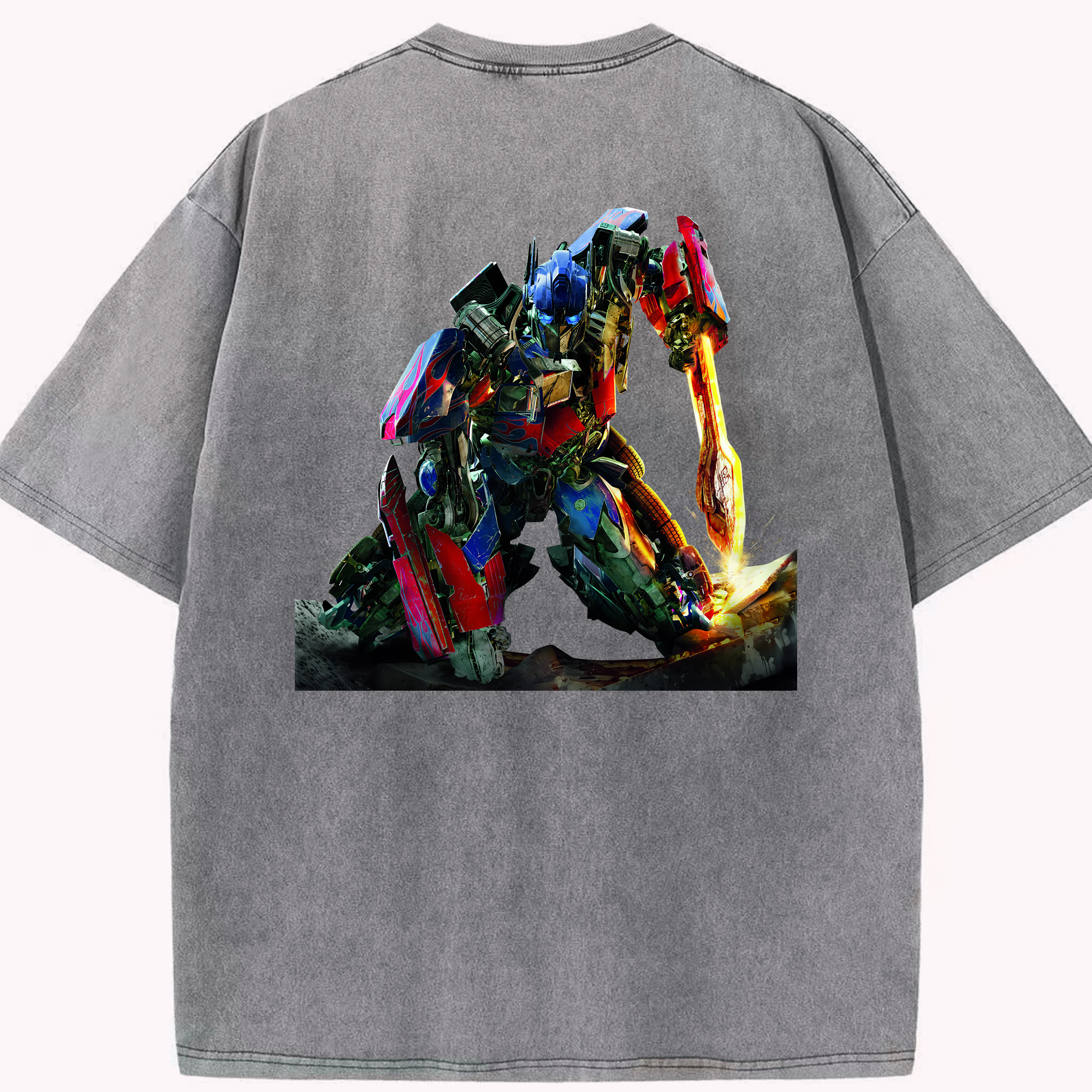 （画像用） Transformers トランスフォーマー 綿100% ヴィンテージ風 半袖Tシャツ（背面プリント）