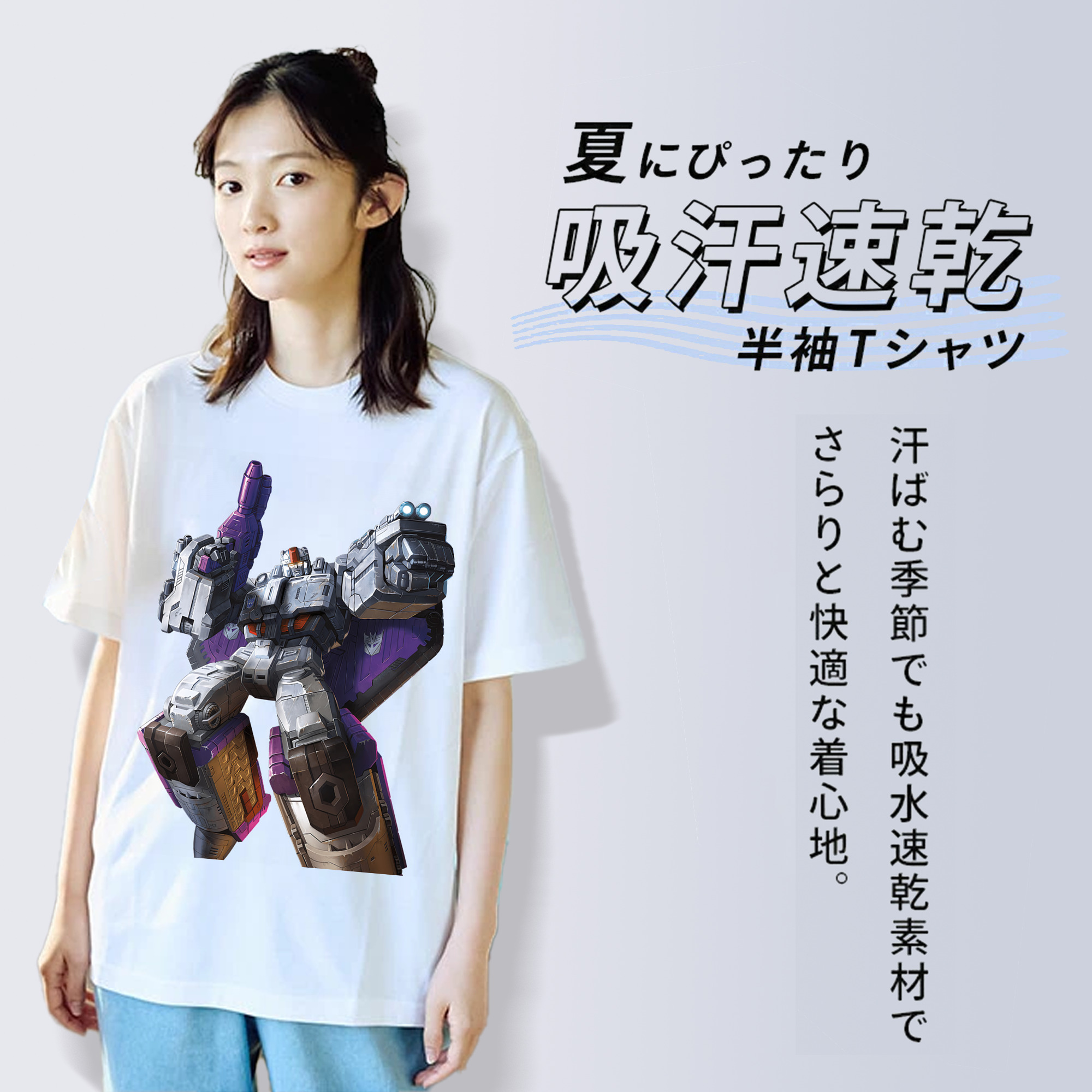 Transformers トランスフォーマー レディースカジュアルプリントTシャツ（綿100％）