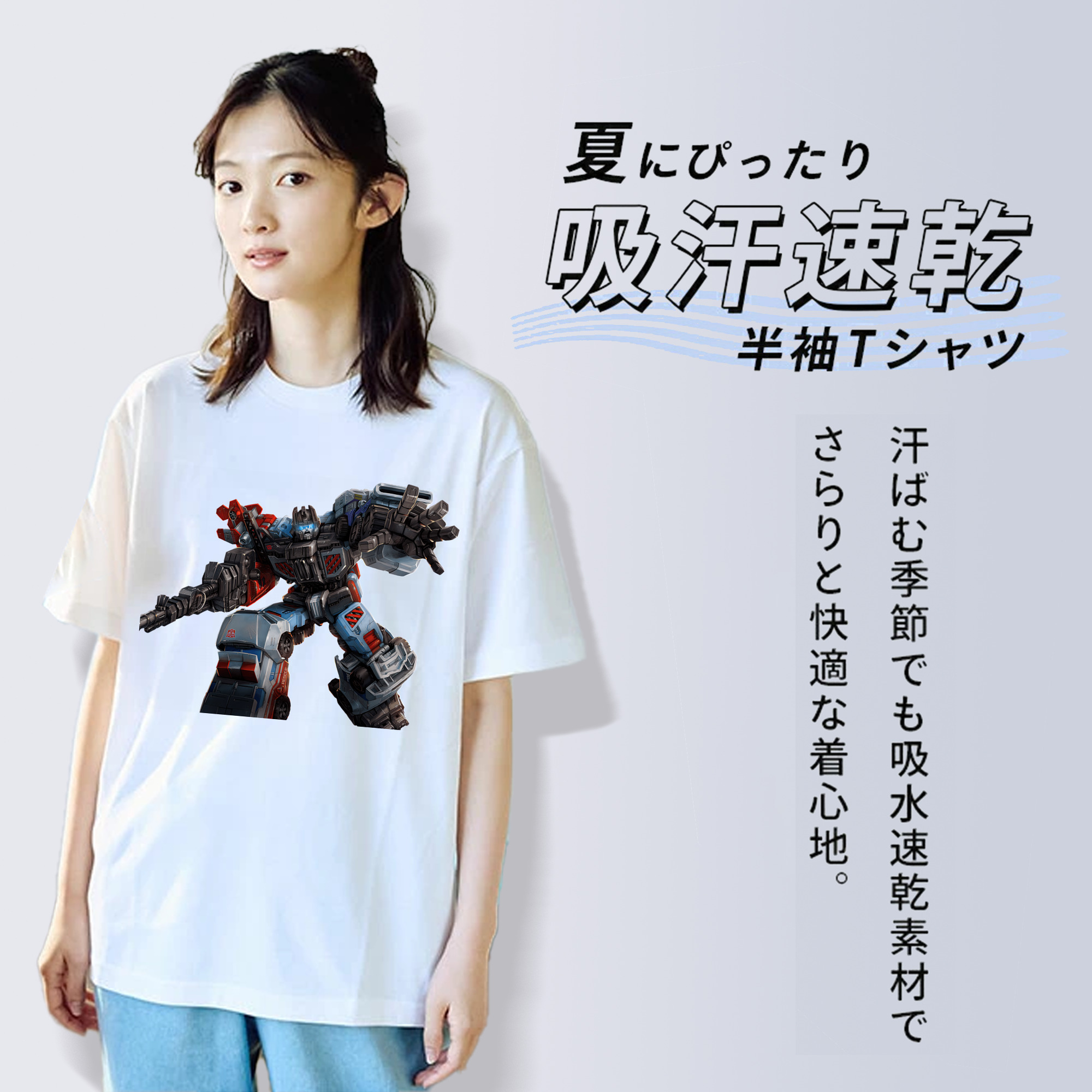 Transformers トランスフォーマー レディースカジュアルプリントTシャツ（綿100％）