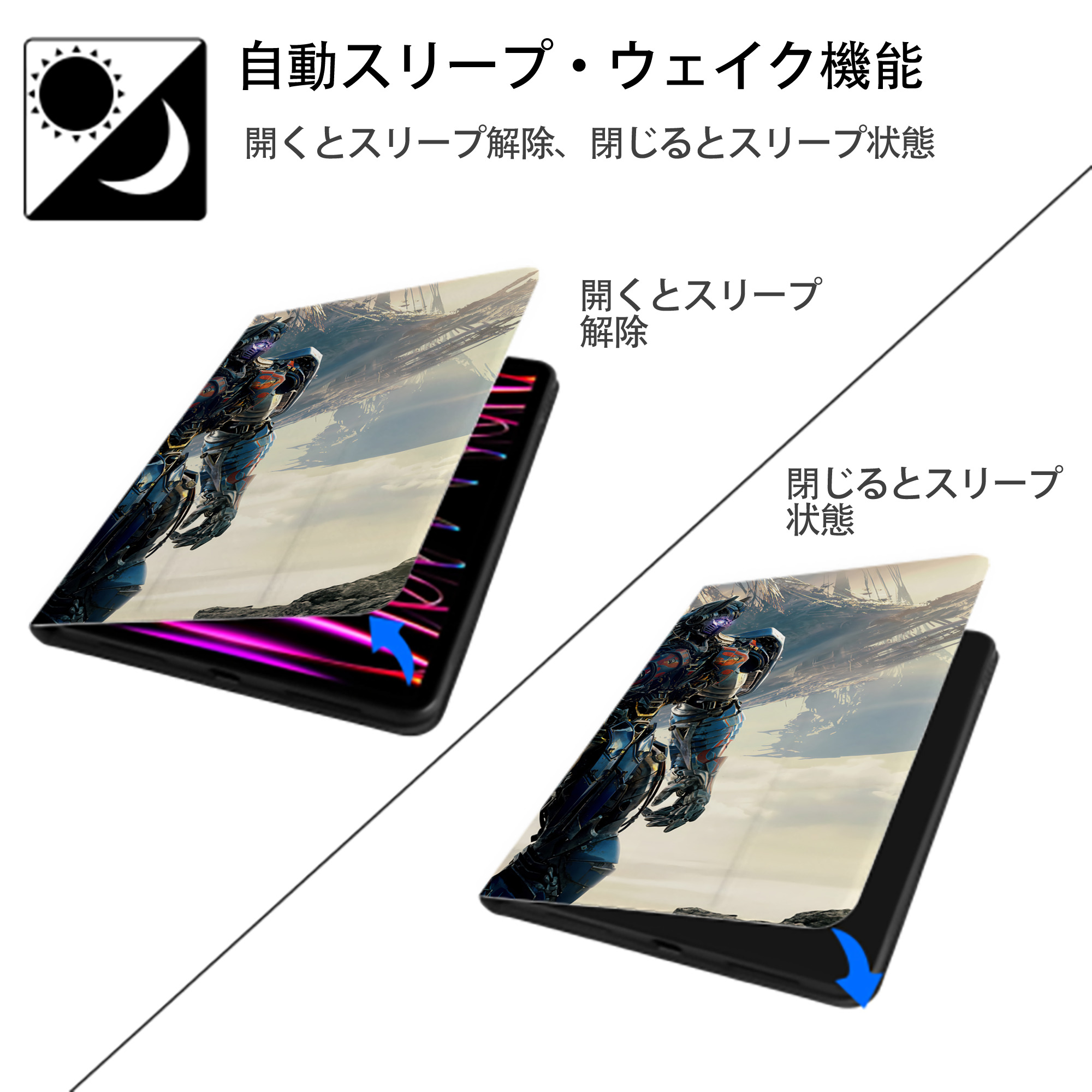 Transformers トランスフォーマー IPad ケース ブック型 PUレザー TPU 耐衝撃 軽量 薄型 ペン収納なし 全面保護 IPad 各モデル対応