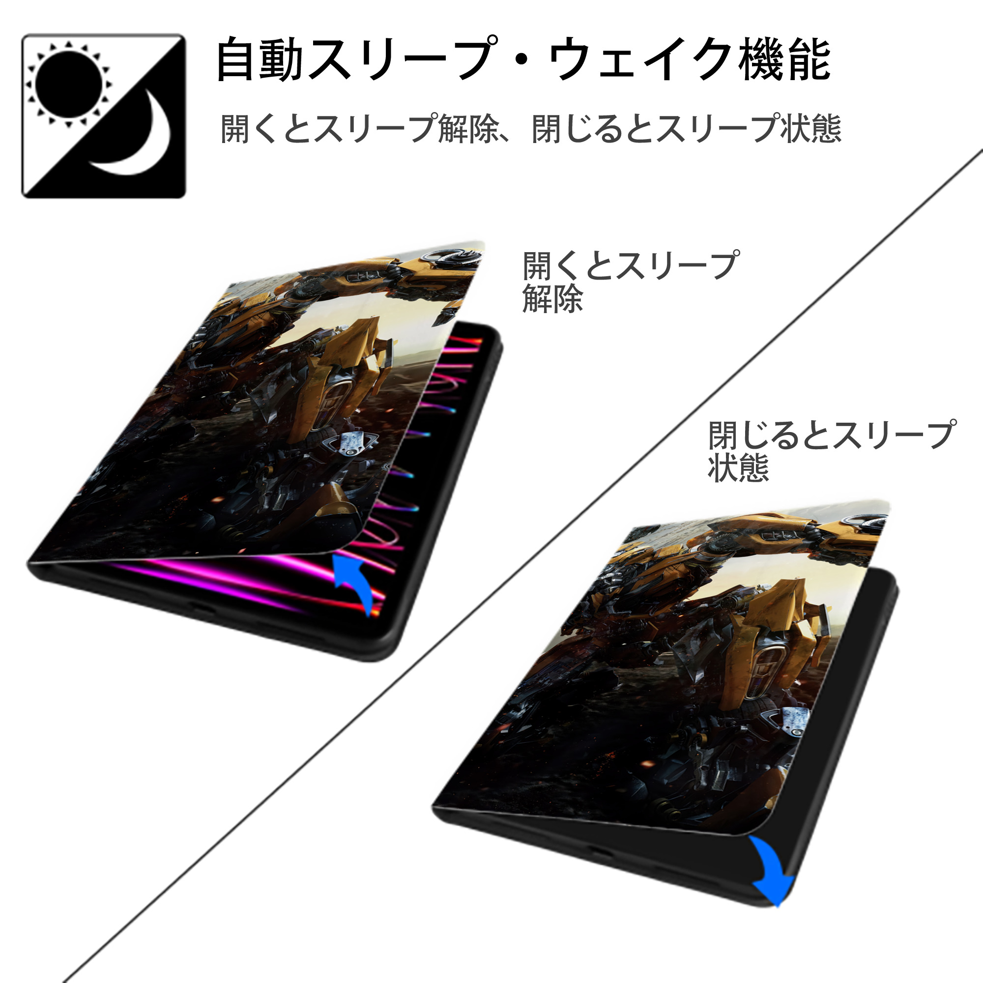 Transformers トランスフォーマー IPad ケース ブック型 PUレザー TPU 耐衝撃 軽量 薄型 ペン収納なし 全面保護 IPad 各モデル対応