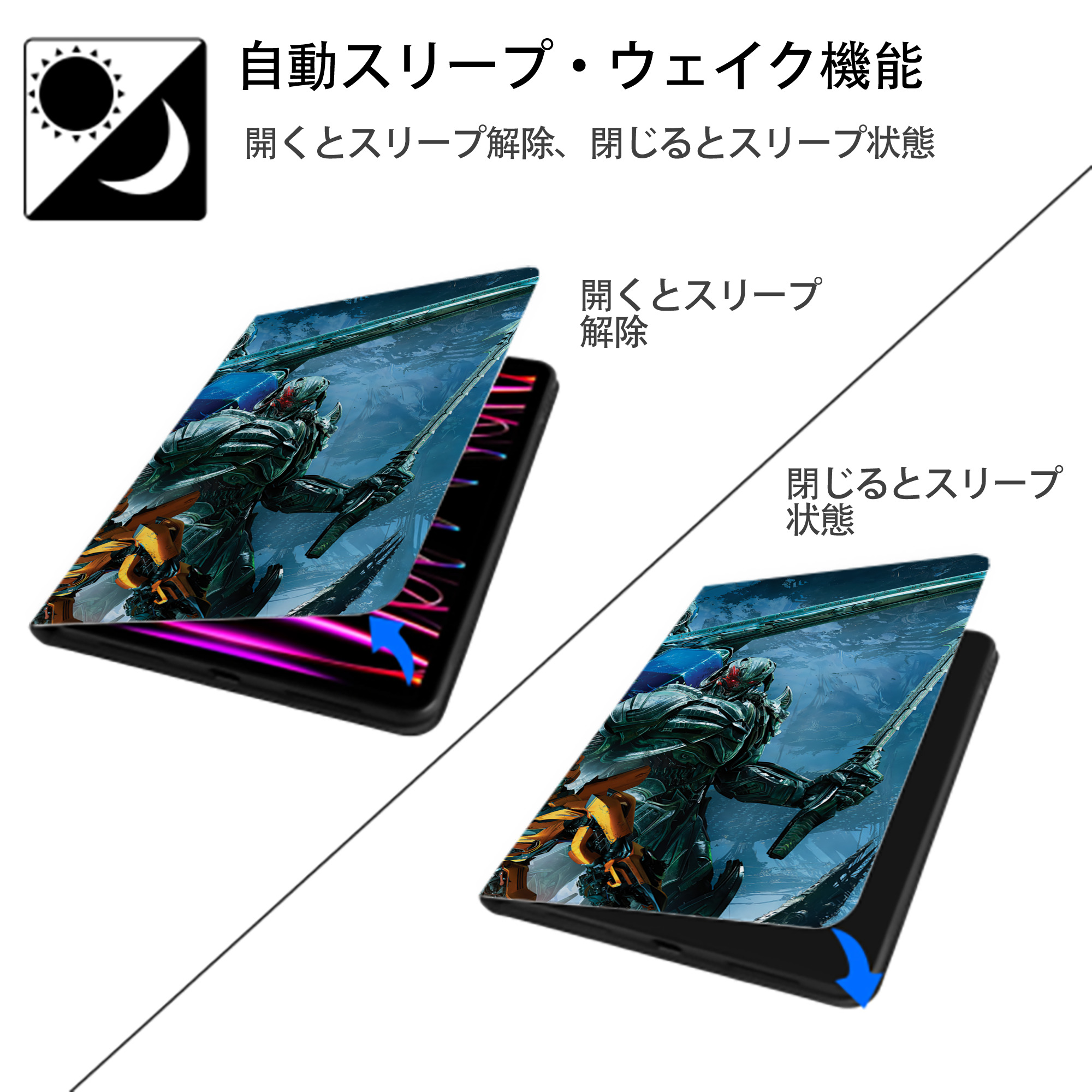 Transformers トランスフォーマー IPad ケース ブック型 PUレザー TPU 耐衝撃 軽量 薄型 ペン収納なし 全面保護 IPad 各モデル対応