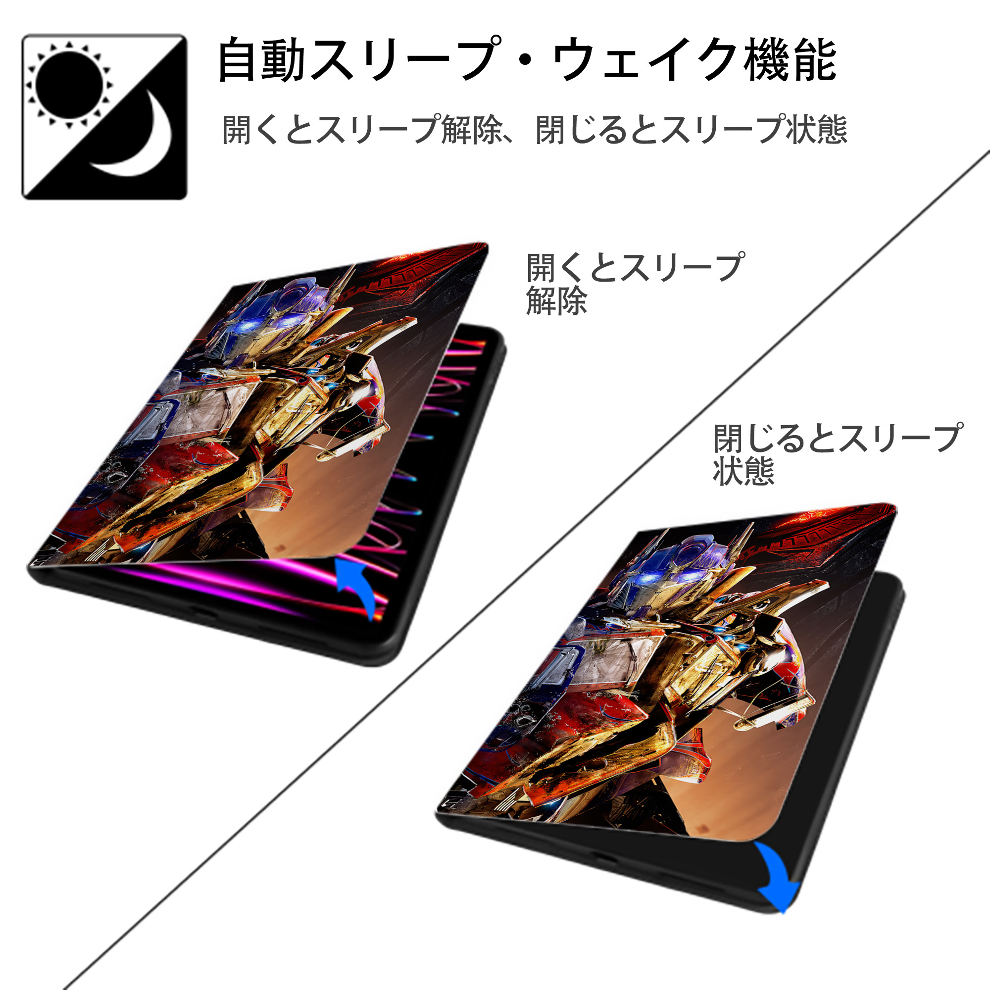 Transformers トランスフォーマー IPad ケース ブック型 PUレザー TPU 耐衝撃 軽量 薄型 ペン収納なし 全面保護 IPad 各モデル対応