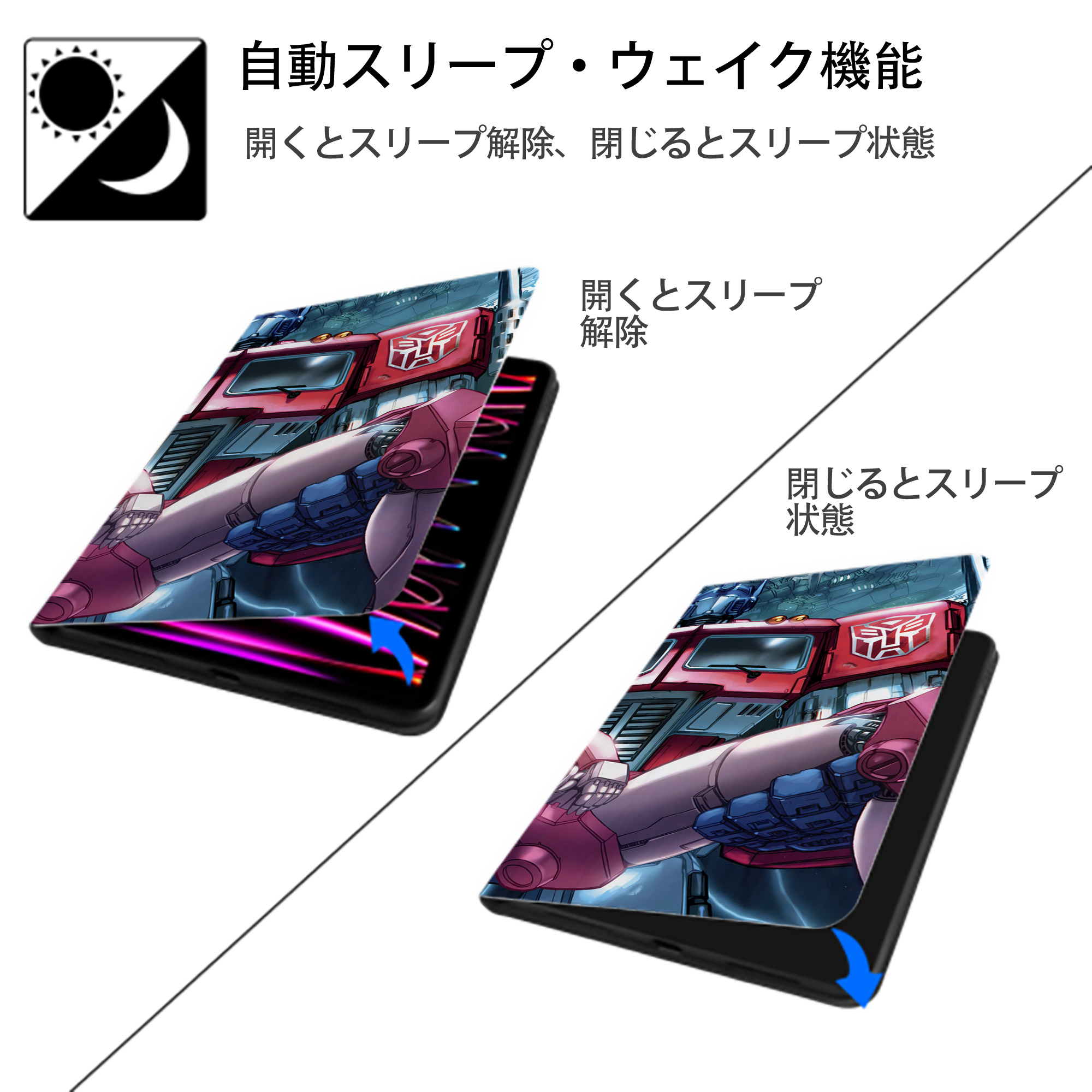 Transformers トランスフォーマー IPad ケース ブック型 PUレザー TPU 耐衝撃 軽量 薄型 ペン収納なし 全面保護 IPad 各モデル対応