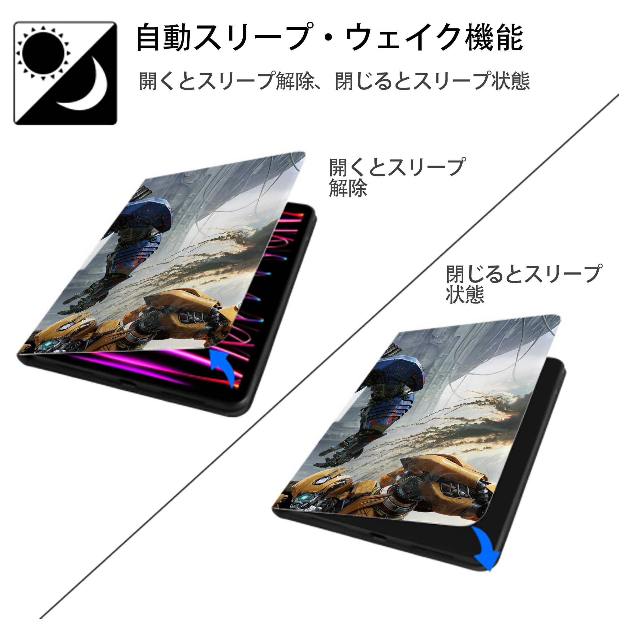 Transformers トランスフォーマー IPad ケース ブック型 PUレザー TPU 耐衝撃 軽量 薄型 ペン収納なし 全面保護 IPad 各モデル対応