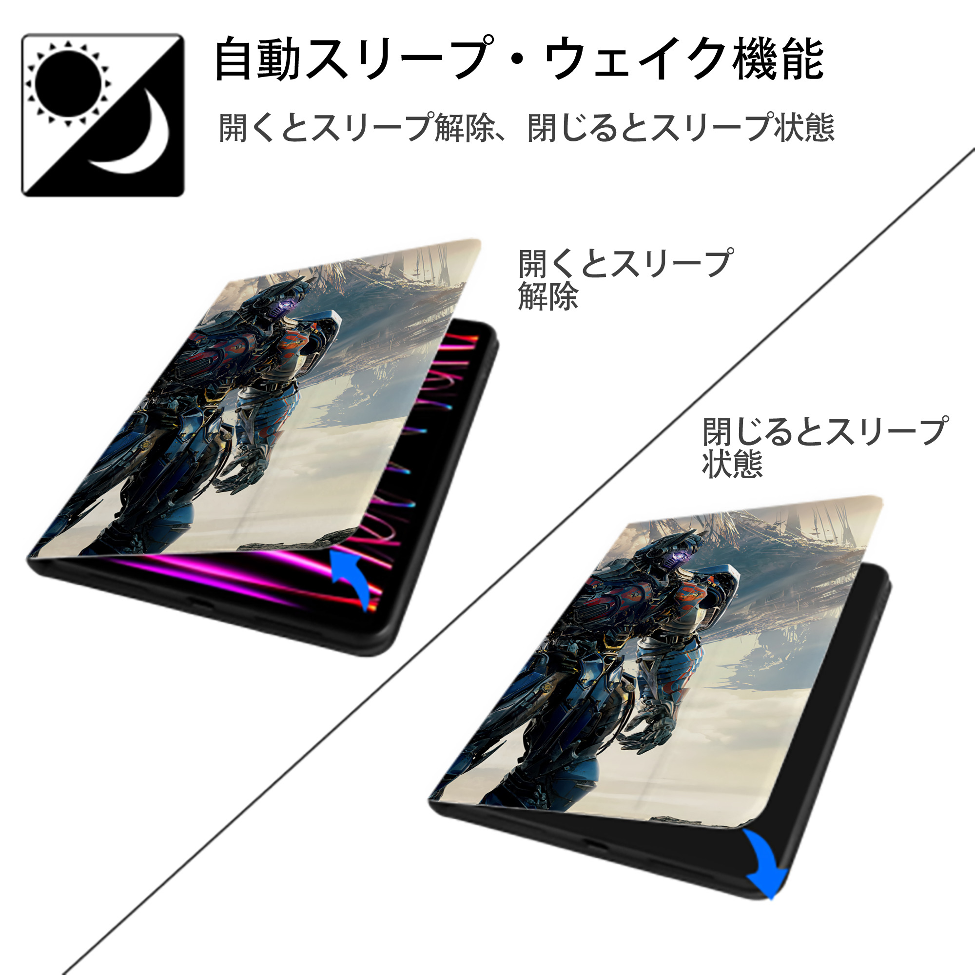 Transformers トランスフォーマー IPad ケース ブック型 PUレザー TPU 耐衝撃 軽量 薄型 ペン収納なし 全面保護 IPad 各モデル対応