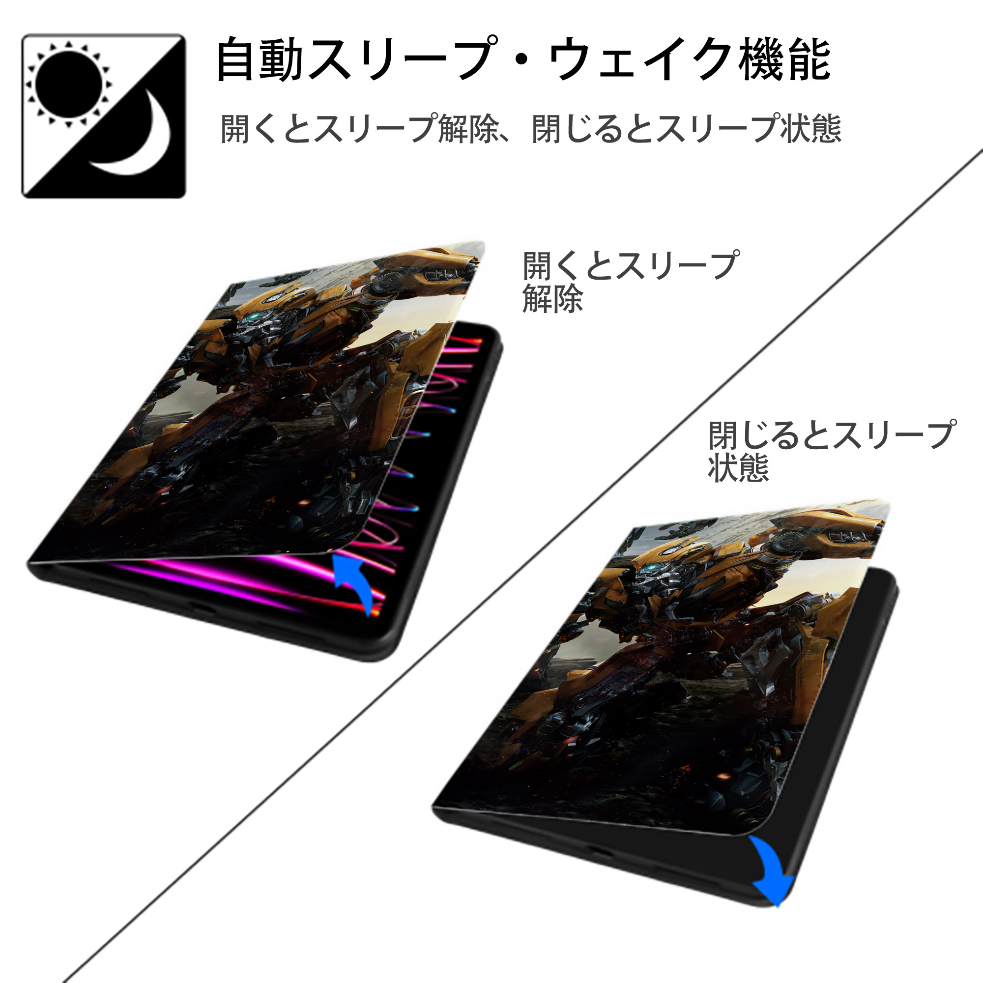 Transformers トランスフォーマー IPad ケース ブック型 PUレザー TPU 耐衝撃 軽量 薄型 ペン収納なし 全面保護 IPad 各モデル対応
