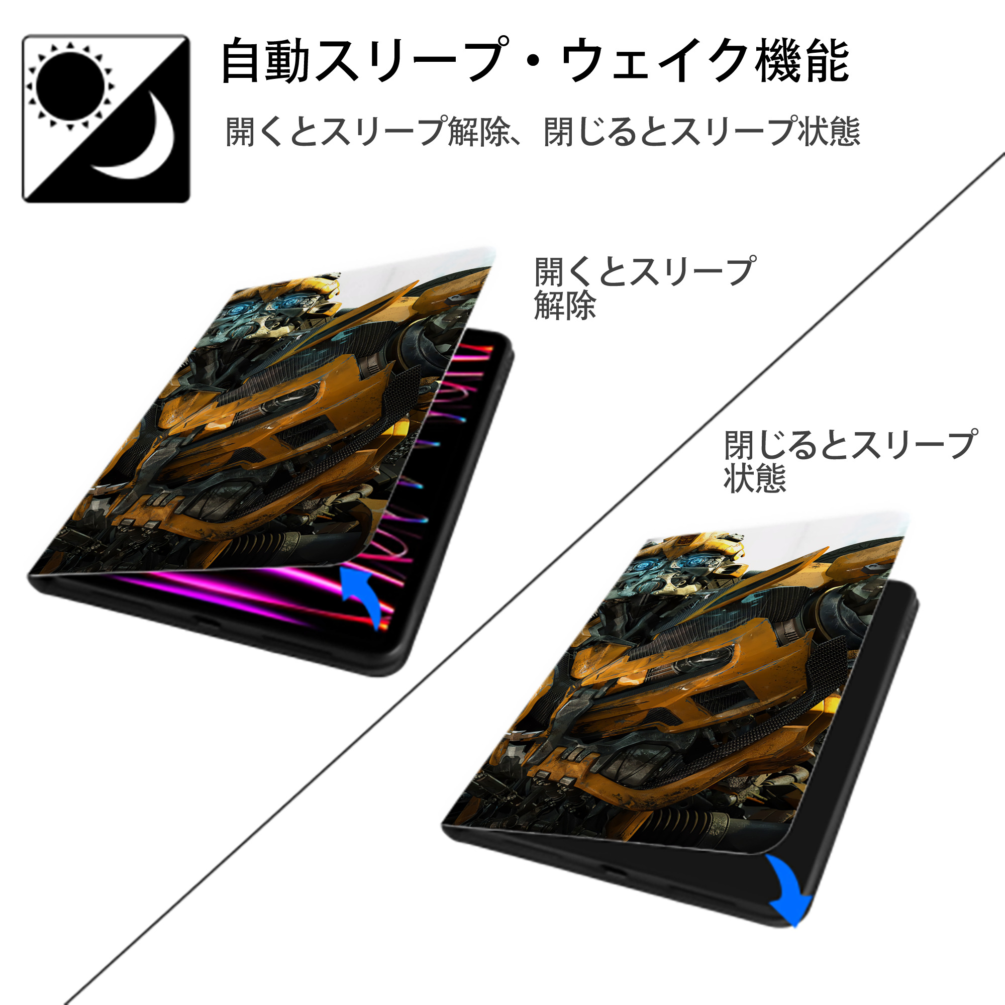 Transformers トランスフォーマー IPad ケース ブック型 PUレザー TPU 耐衝撃 軽量 薄型 ペン収納なし 全面保護 IPad 各モデル対応