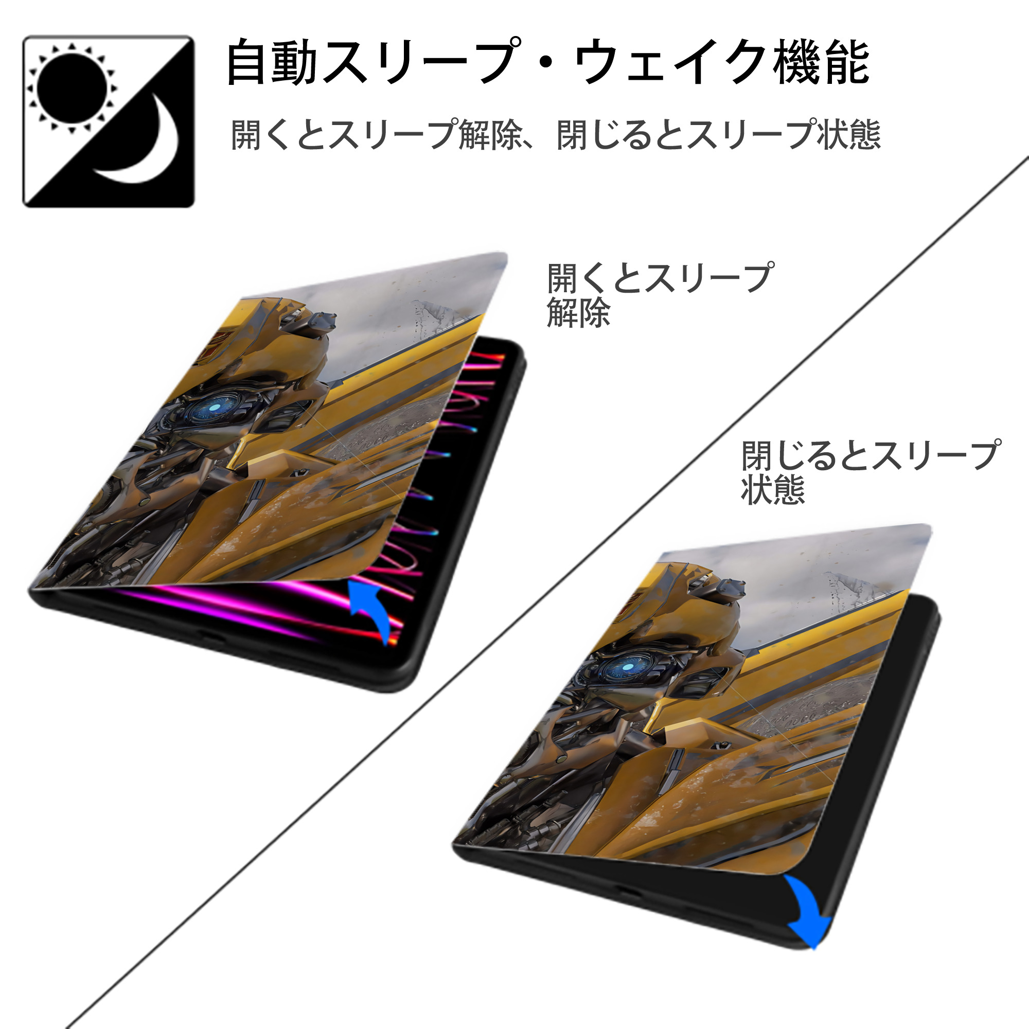 Transformers トランスフォーマー IPad ケース ブック型 PUレザー TPU 耐衝撃 軽量 薄型 ペン収納なし 全面保護 IPad 各モデル対応