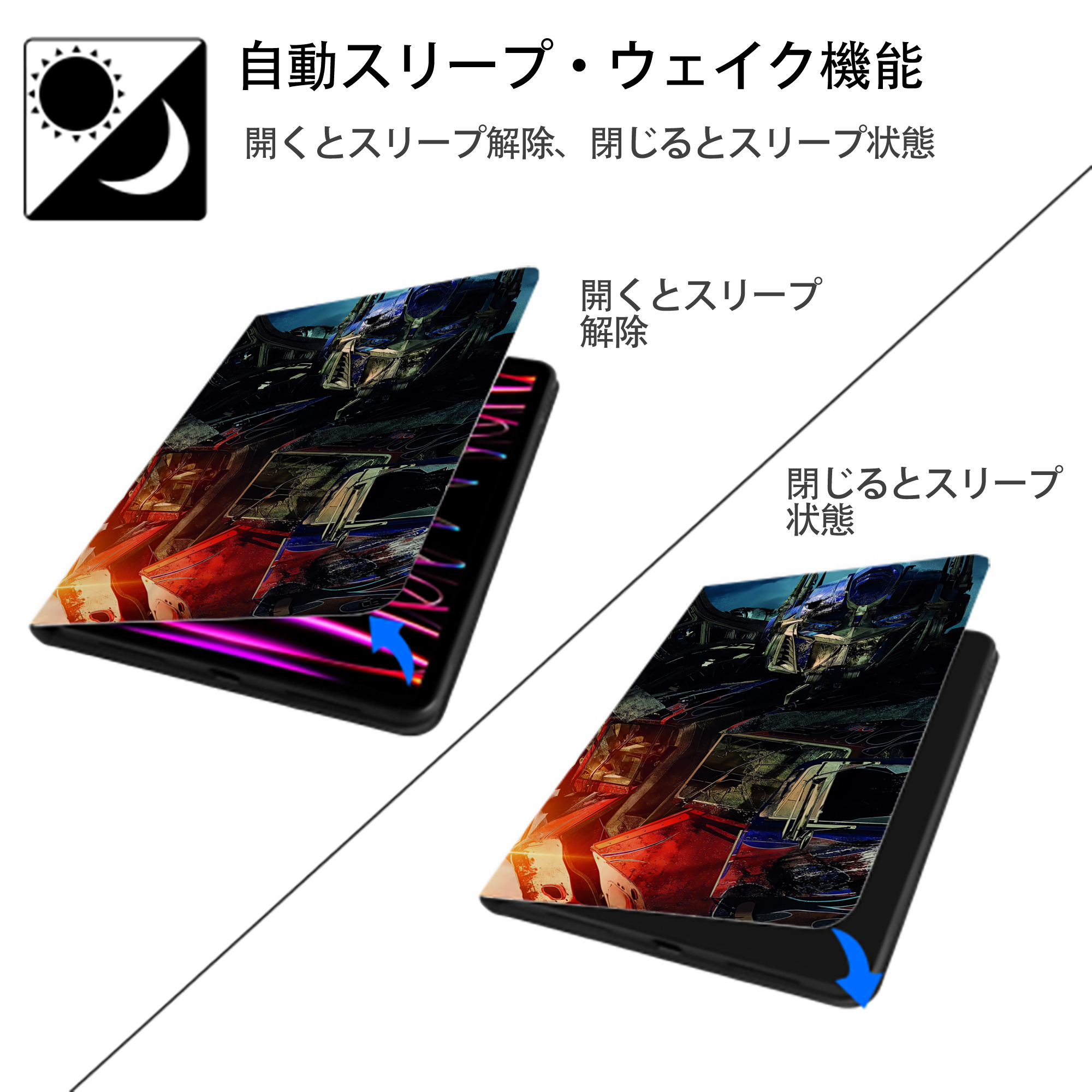 Transformers トランスフォーマー IPad ケース ブック型 PUレザー TPU 耐衝撃 軽量 薄型 ペン収納なし 全面保護 IPad 各モデル対応