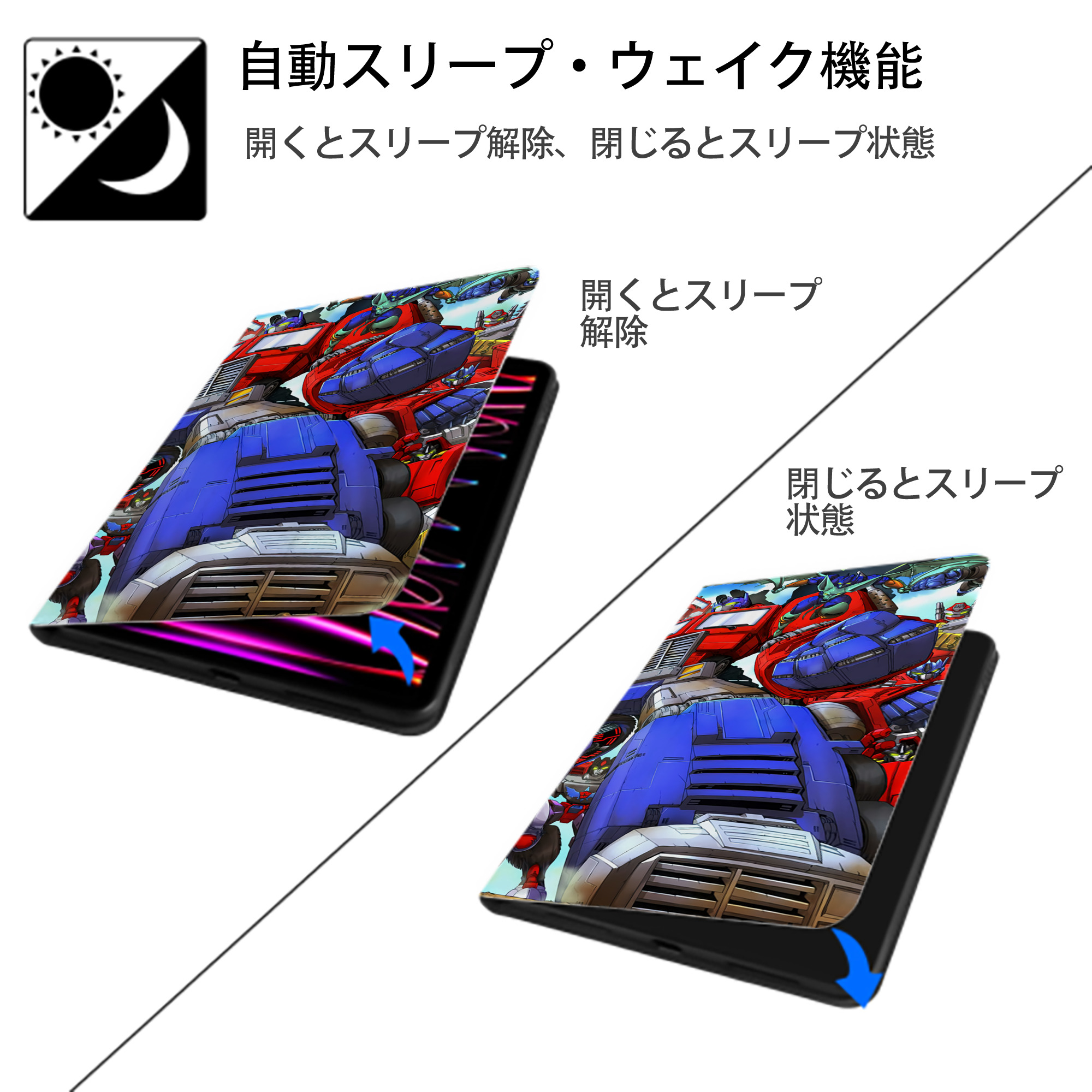 Transformers トランスフォーマー IPad ケース ブック型 PUレザー TPU 耐衝撃 軽量 薄型 ペン収納なし 全面保護 IPad 各モデル対応
