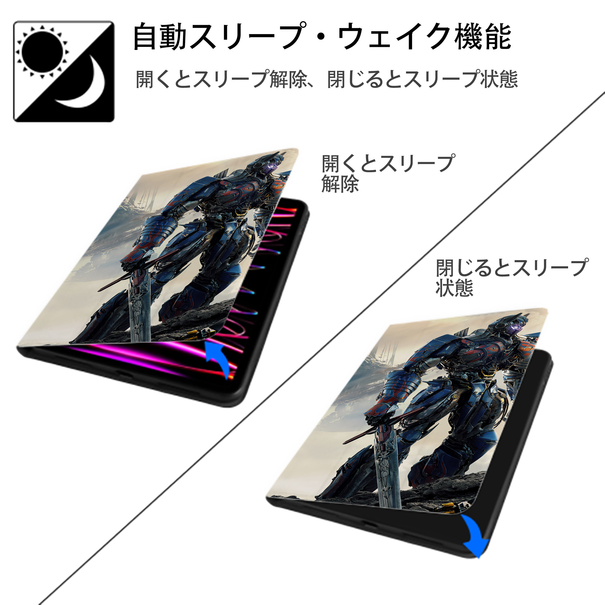 Transformers トランスフォーマー IPad ケース ブック型 PUレザー TPU 耐衝撃 軽量 薄型 ペン収納なし 全面保護 IPad 各モデル対応