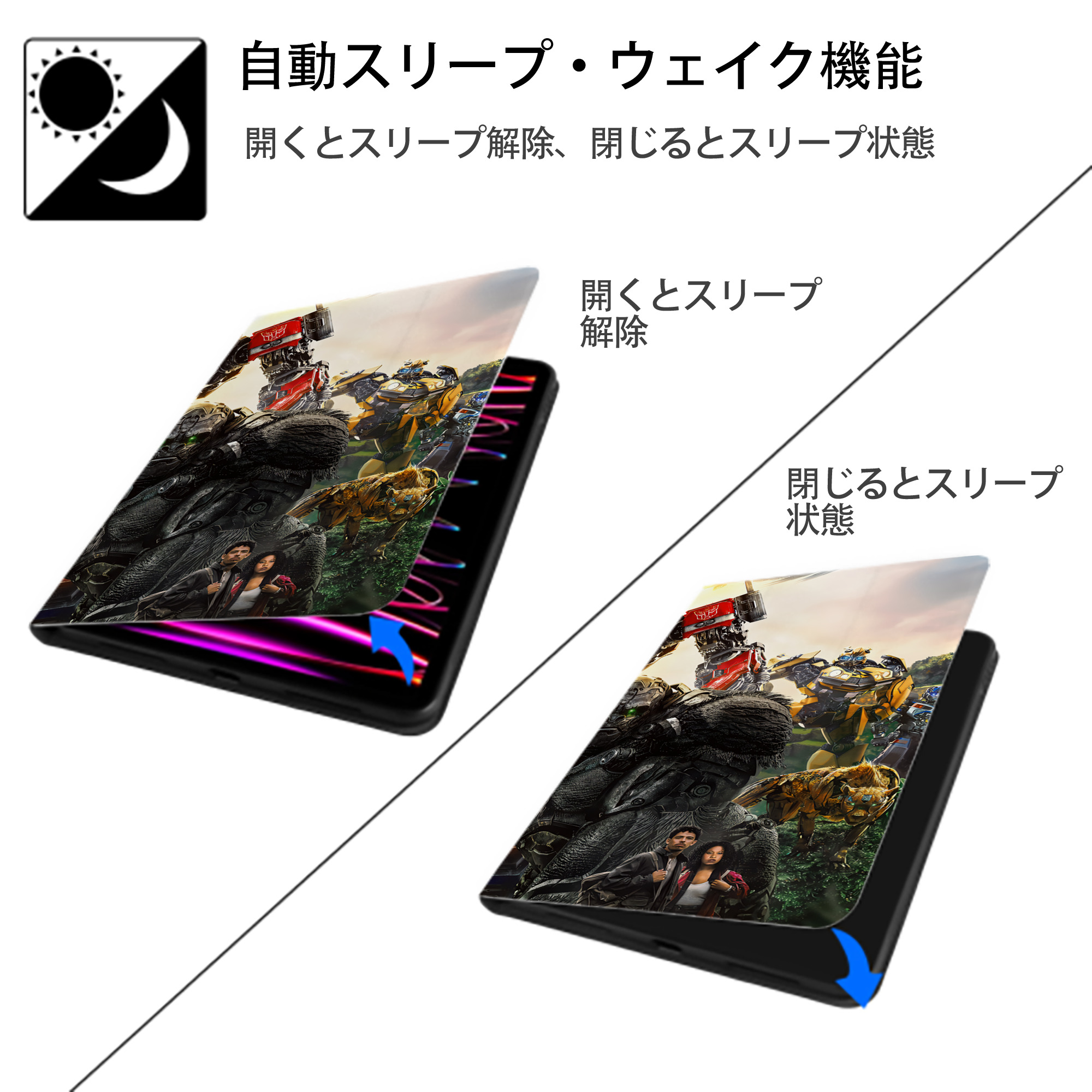Transformers トランスフォーマー IPad ケース ブック型 PUレザー TPU 耐衝撃 軽量 薄型 ペン収納なし 全面保護 IPad 各モデル対応