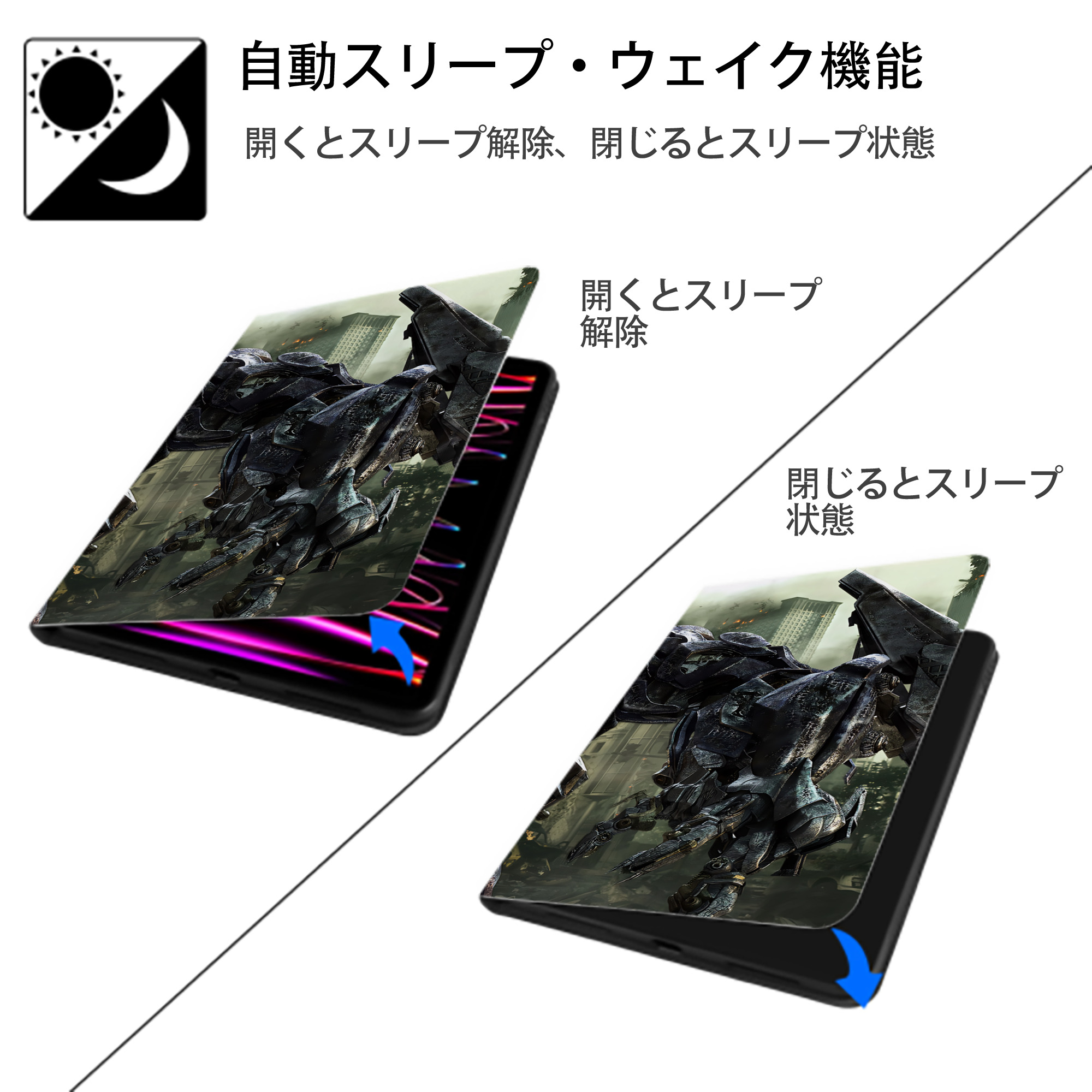Transformers トランスフォーマー IPad ケース ブック型 PUレザー TPU 耐衝撃 軽量 薄型 ペン収納なし 全面保護 IPad 各モデル対応