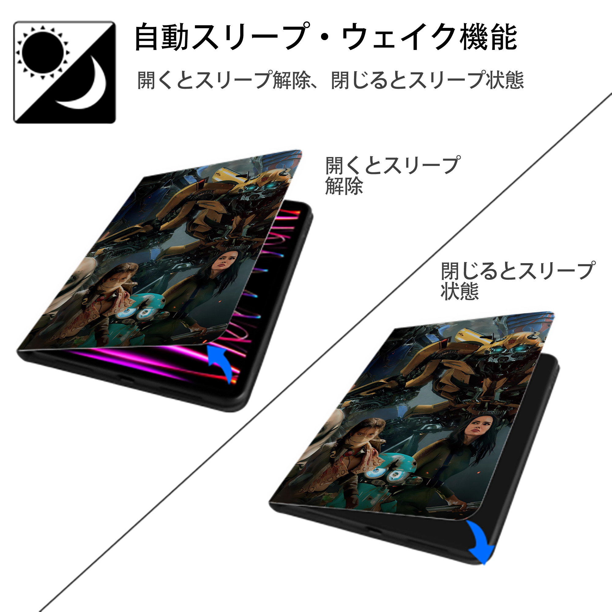 Transformers トランスフォーマー IPad ケース ブック型 PUレザー TPU 耐衝撃 軽量 薄型 ペン収納なし 全面保護 IPad 各モデル対応