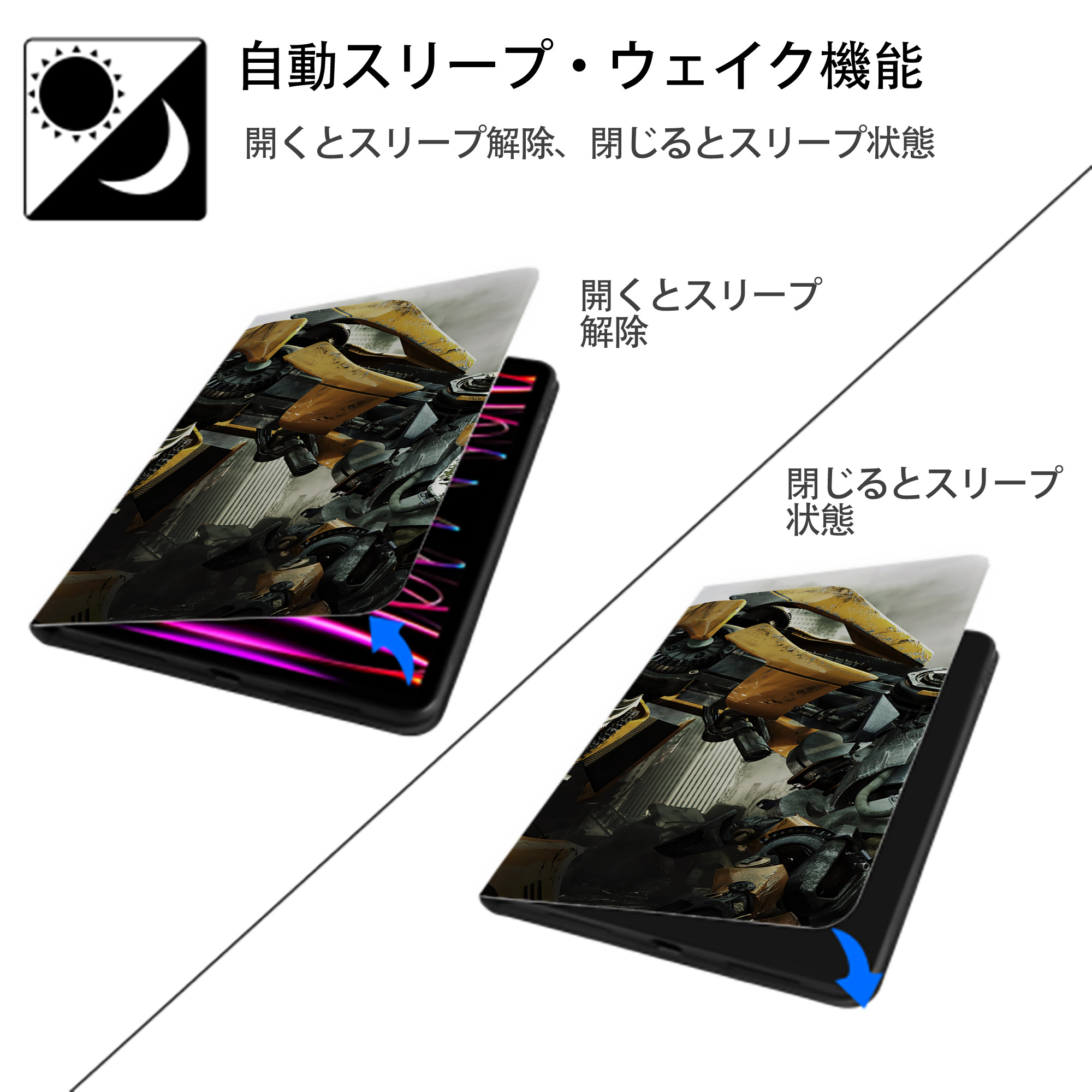 Transformers トランスフォーマー IPad ケース ブック型 PUレザー TPU 耐衝撃 軽量 薄型 ペン収納なし 全面保護 IPad 各モデル対応