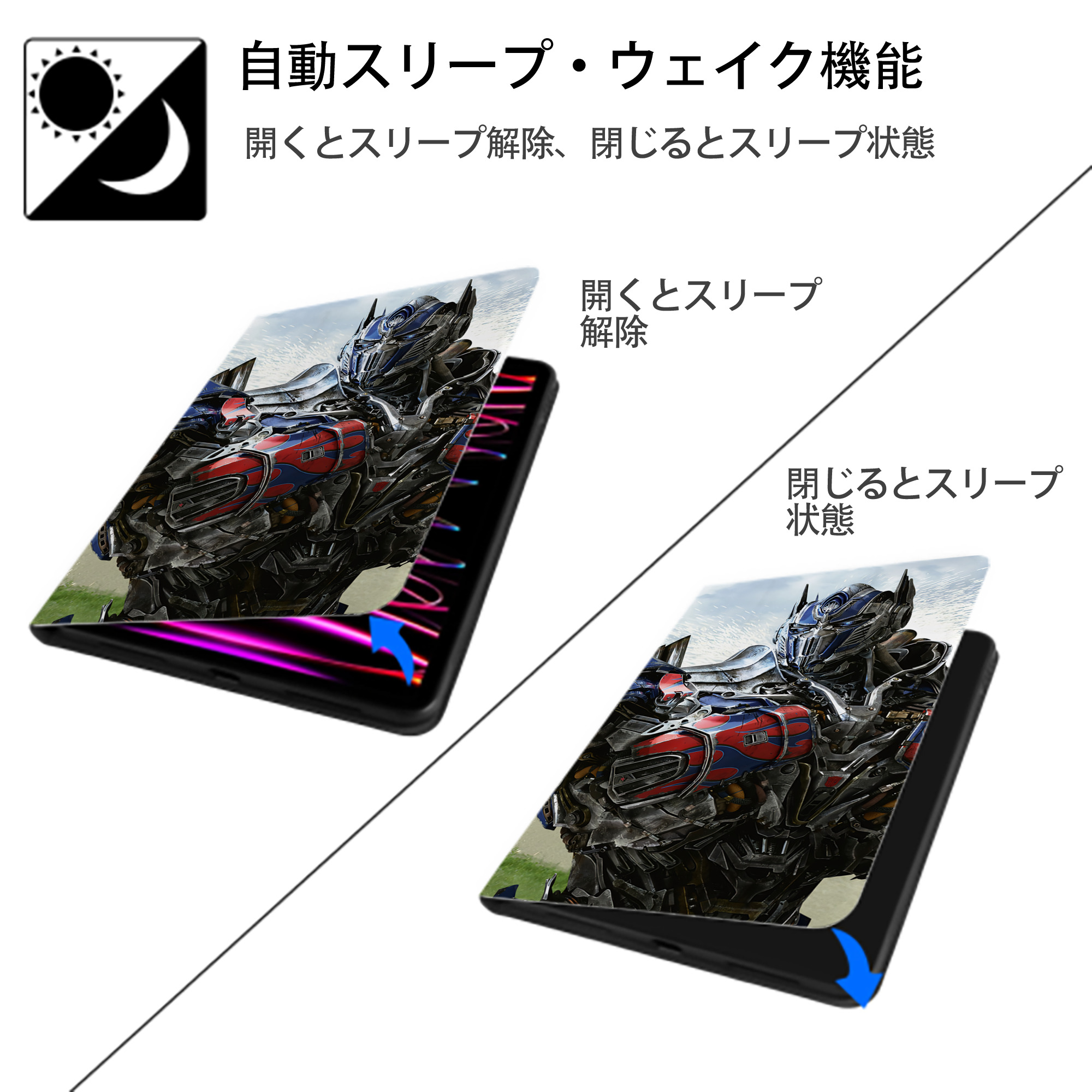 Transformers トランスフォーマー IPad ケース ブック型 PUレザー TPU 耐衝撃 軽量 薄型 ペン収納なし 全面保護 IPad 各モデル対応