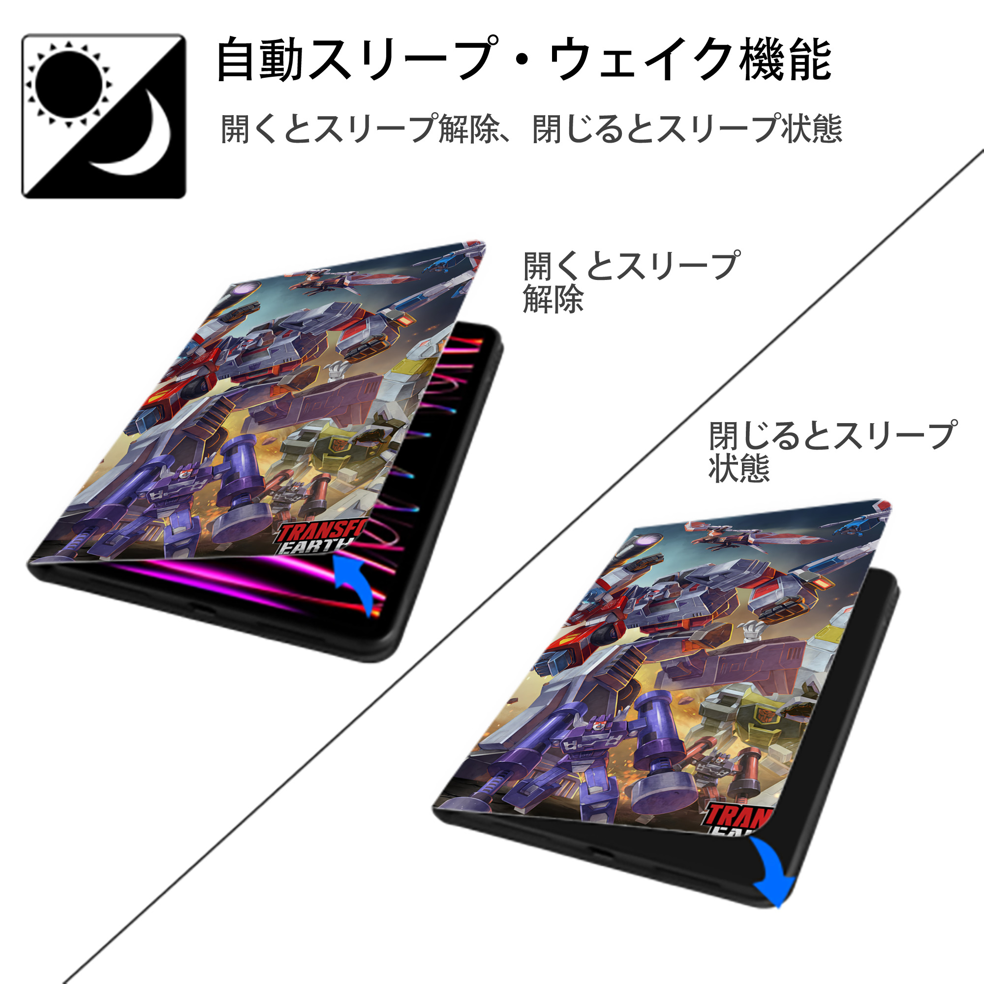 Transformers トランスフォーマー IPad ケース ブック型 PUレザー TPU 耐衝撃 軽量 薄型 ペン収納なし 全面保護 IPad 各モデル対応