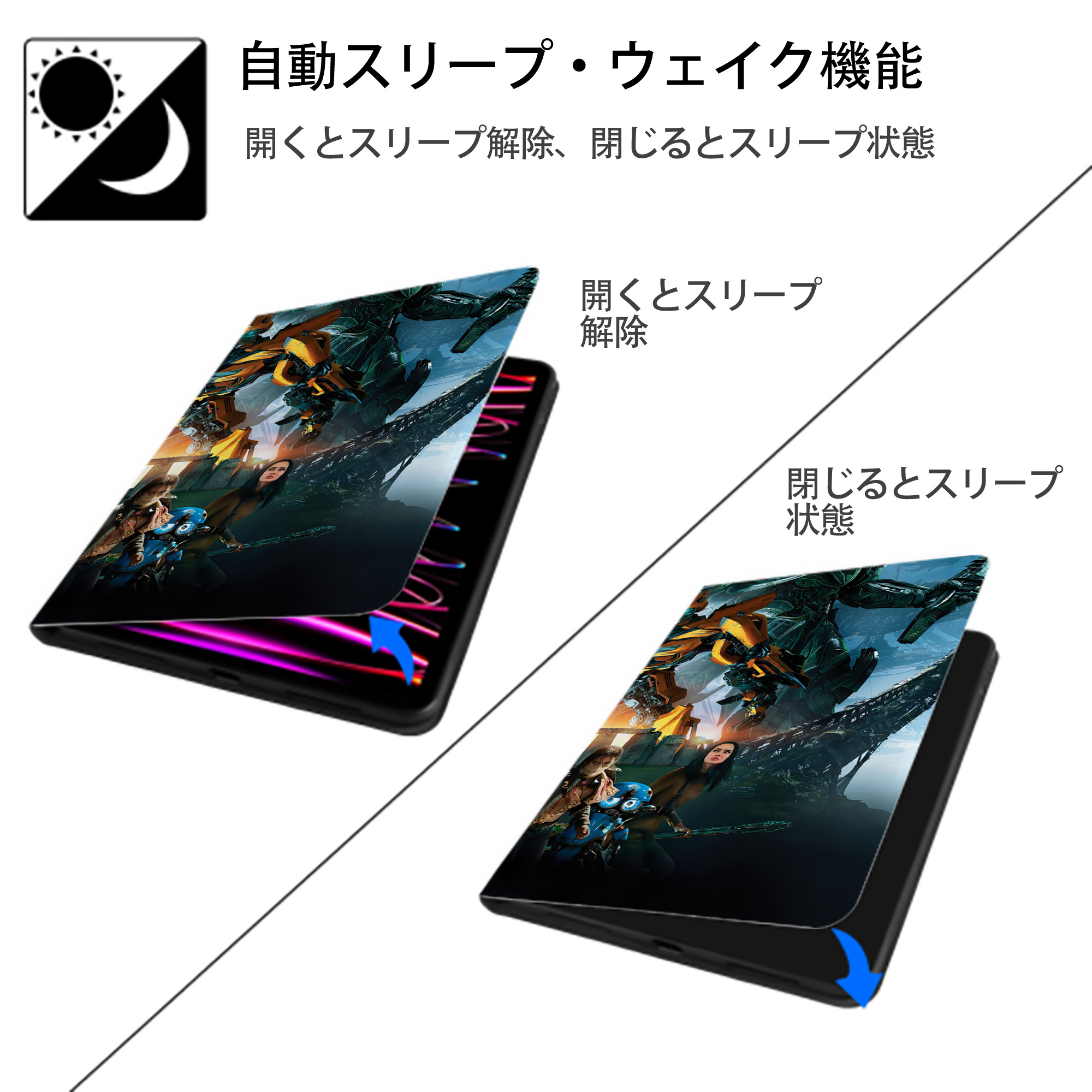 Transformers トランスフォーマー IPad ケース ブック型 PUレザー TPU 耐衝撃 軽量 薄型 ペン収納なし 全面保護 IPad 各モデル対応