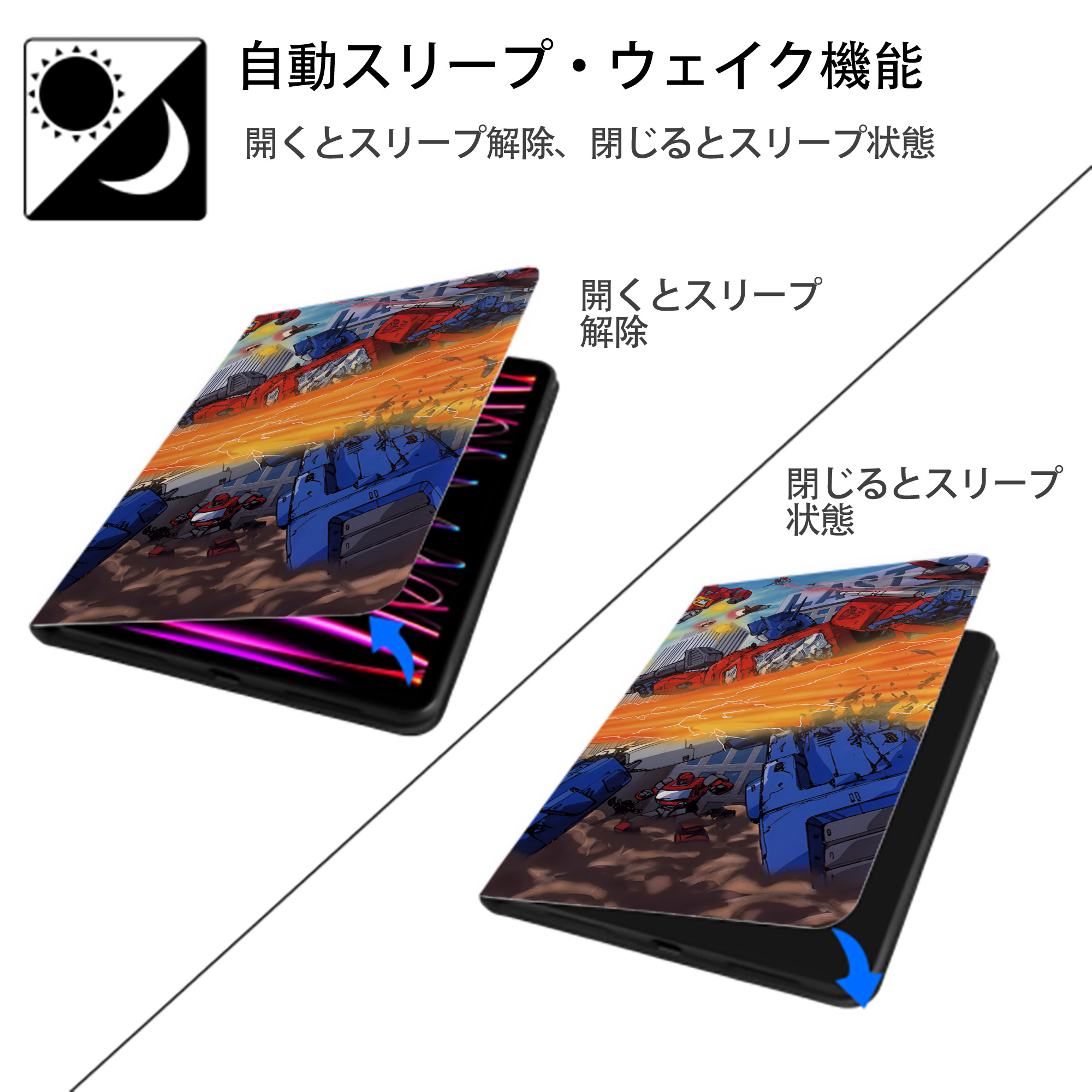 Transformers トランスフォーマー IPad ケース ブック型 PUレザー TPU 耐衝撃 軽量 薄型 ペン収納なし 全面保護 IPad 各モデル対応