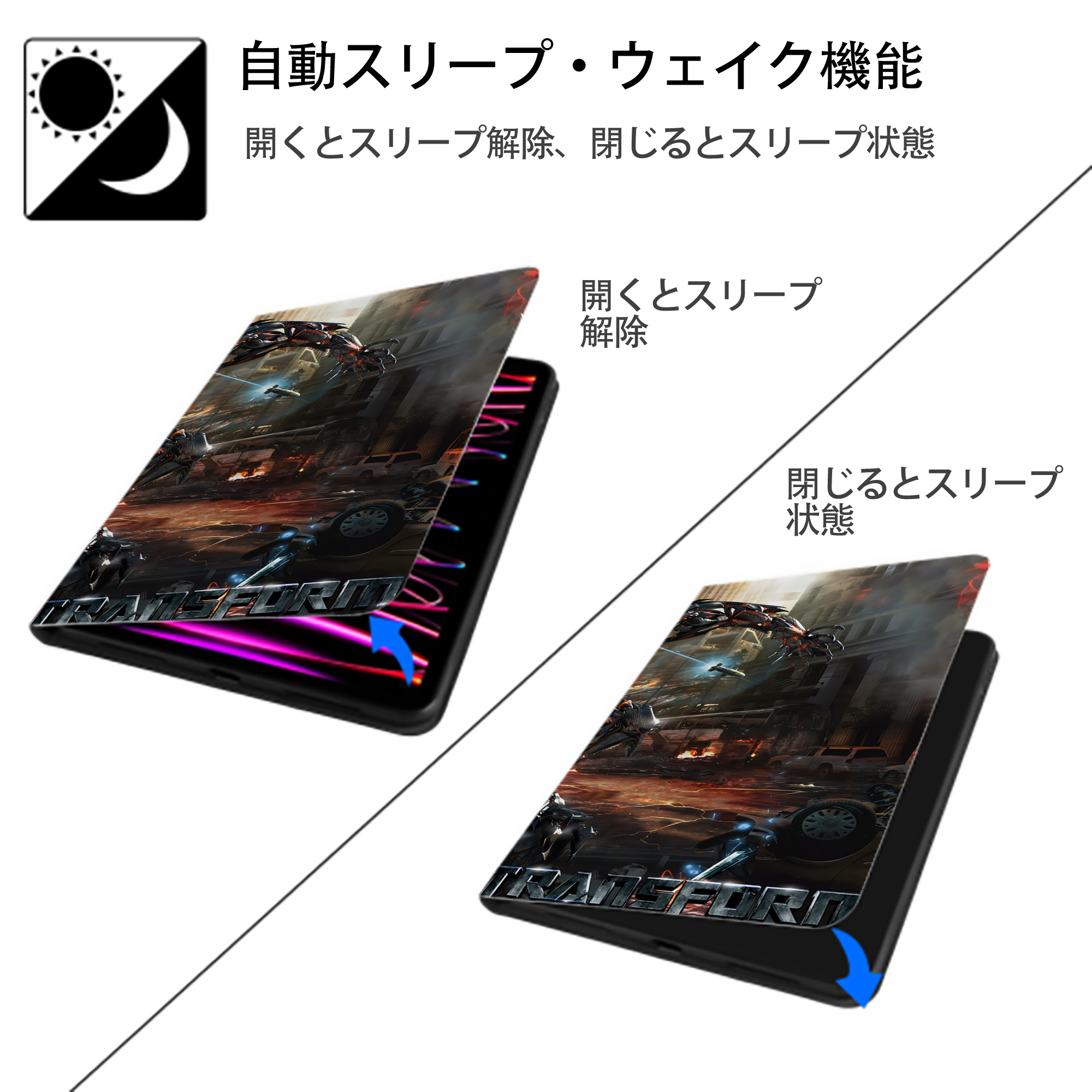 Transformers トランスフォーマー IPad ケース ブック型 PUレザー TPU 耐衝撃 軽量 薄型 ペン収納なし 全面保護 IPad 各モデル対応