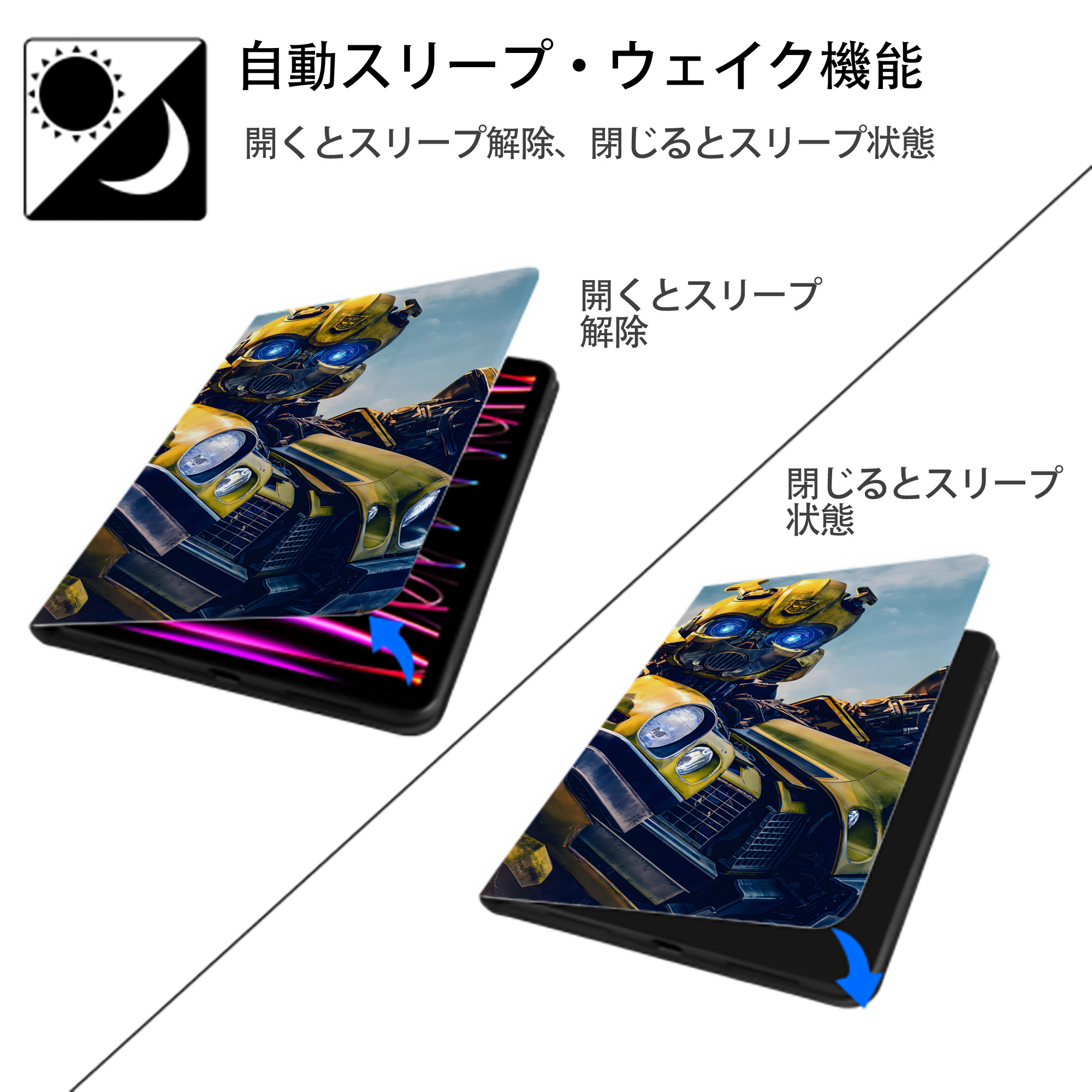 Transformers トランスフォーマー IPad ケース ブック型 PUレザー TPU 耐衝撃 軽量 薄型 ペン収納なし 全面保護 IPad 各モデル対応