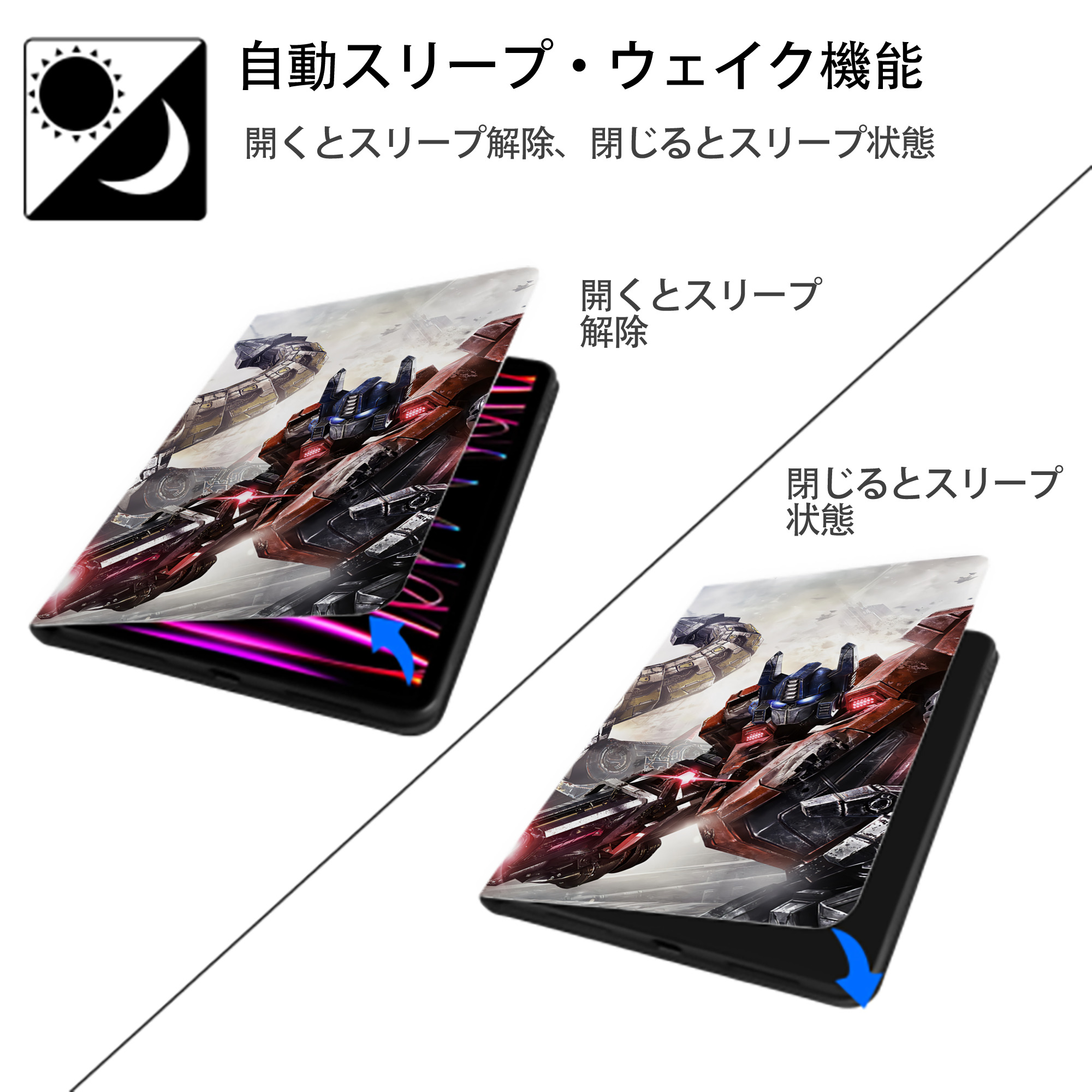 Transformers トランスフォーマー IPad ケース ブック型 PUレザー TPU 耐衝撃 軽量 薄型 ペン収納なし 全面保護 IPad 各モデル対応
