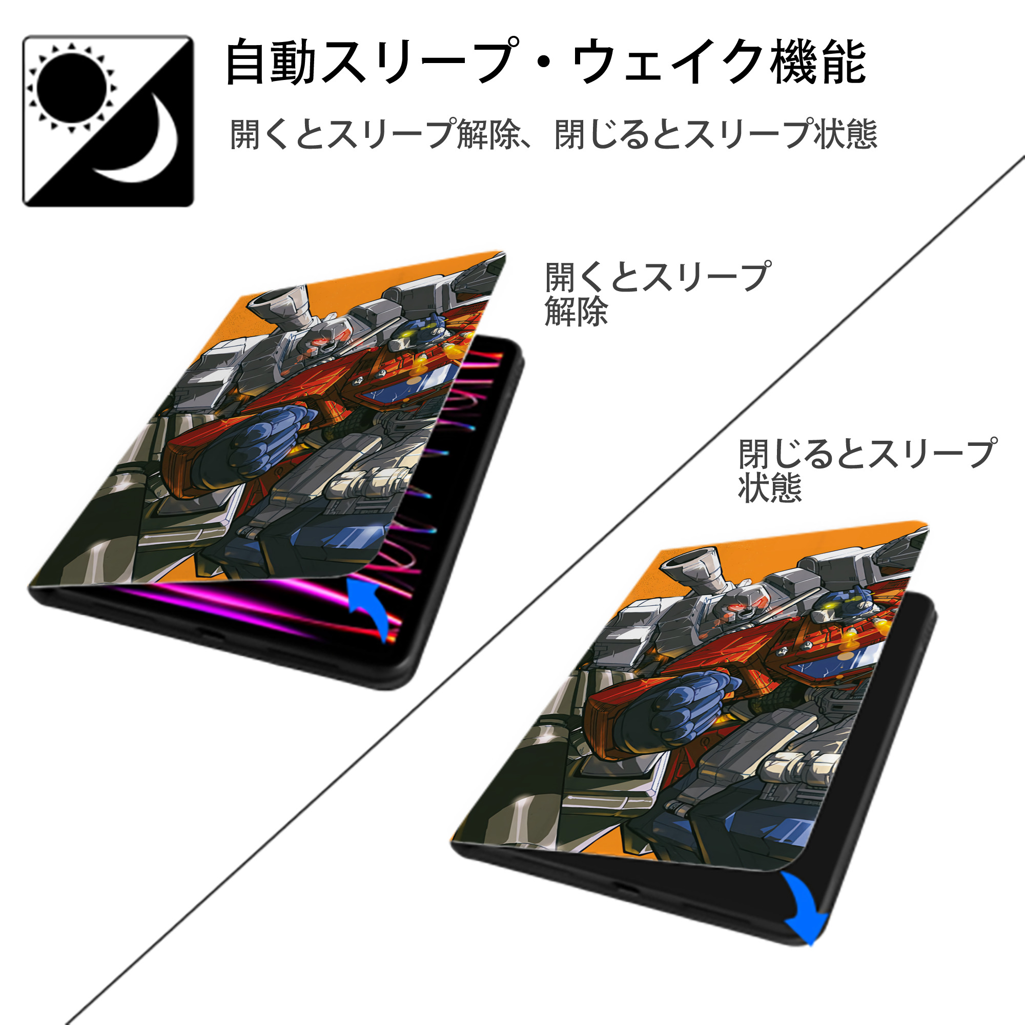 Transformers トランスフォーマー IPad ケース ブック型 PUレザー TPU 耐衝撃 軽量 薄型 ペン収納なし 全面保護 IPad 各モデル対応