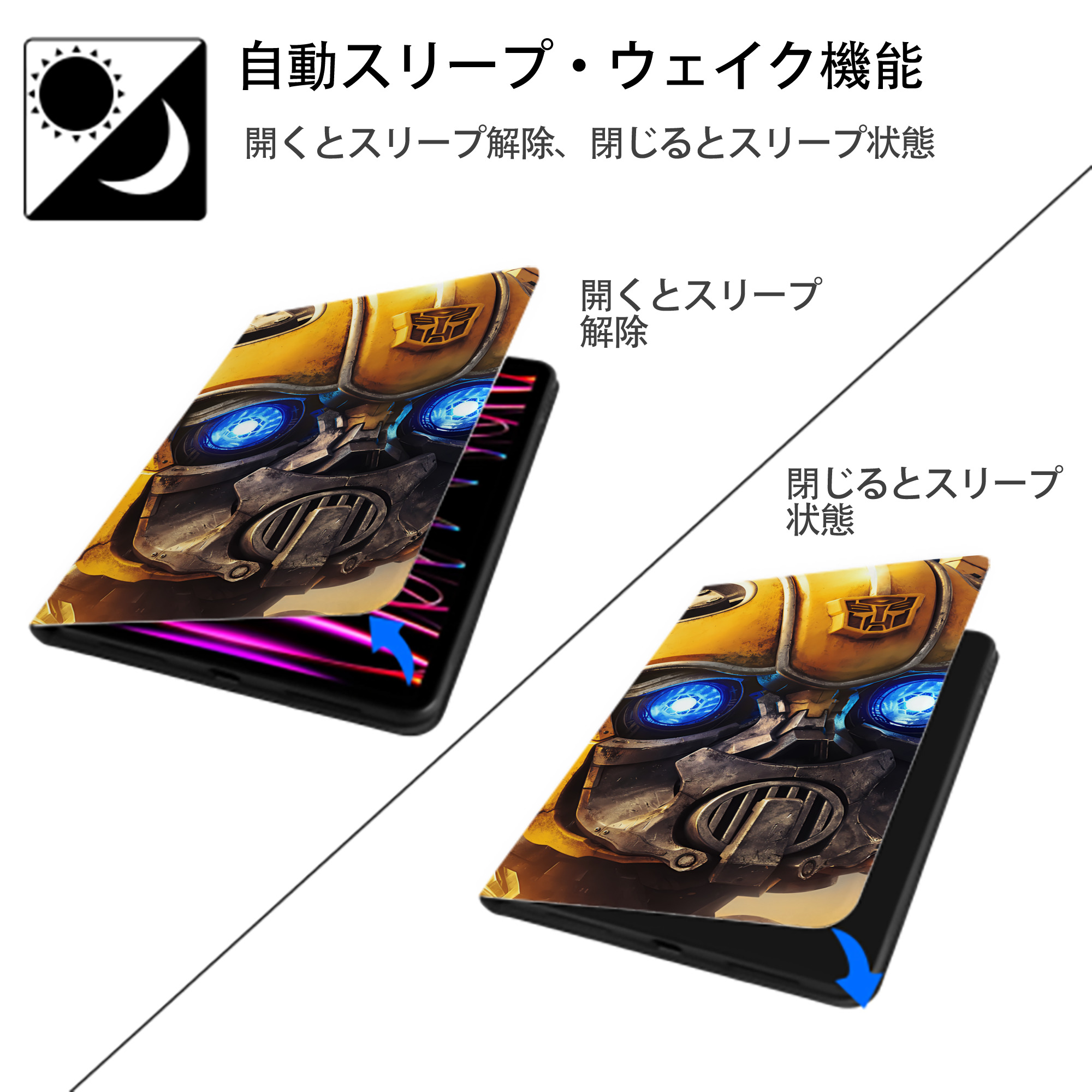 Transformers トランスフォーマー IPad ケース ブック型 PUレザー TPU 耐衝撃 軽量 薄型 ペン収納なし 全面保護 IPad 各モデル対応