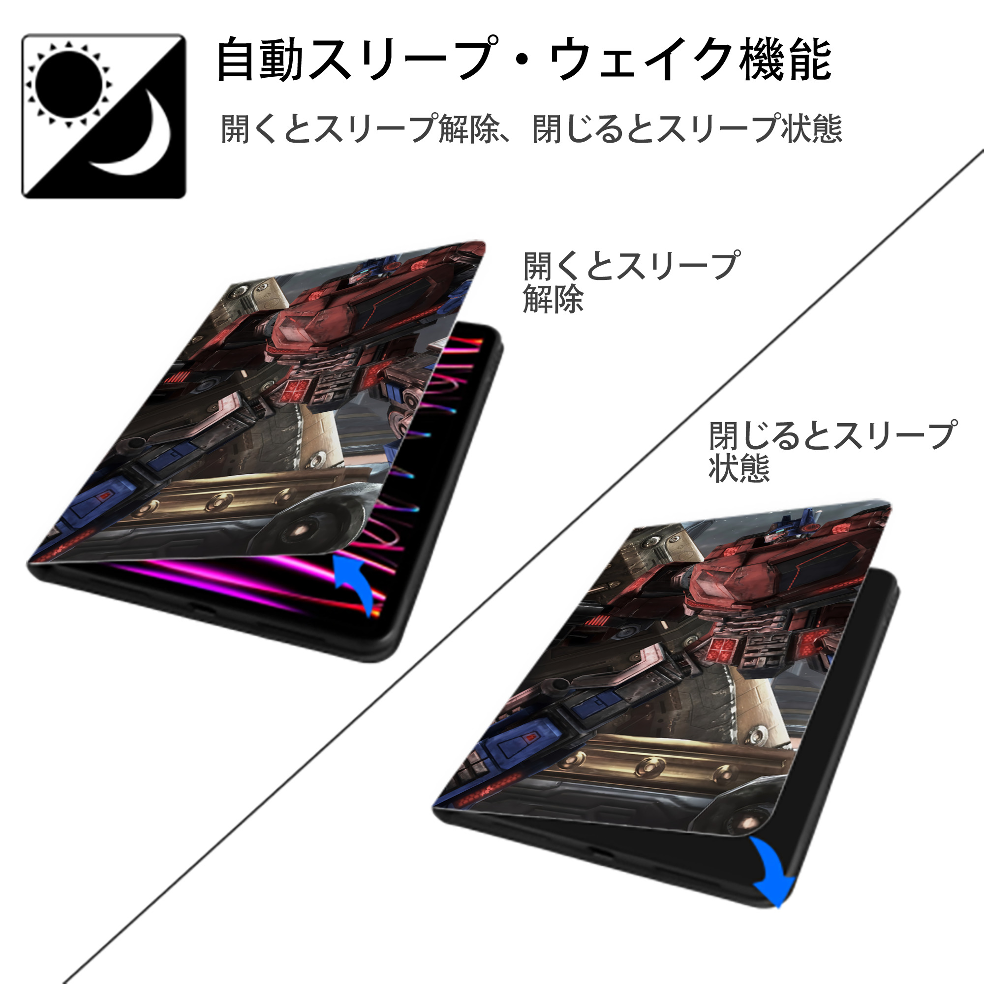 Transformers トランスフォーマー IPad ケース ブック型 PUレザー TPU 耐衝撃 軽量 薄型 ペン収納なし 全面保護 IPad 各モデル対応