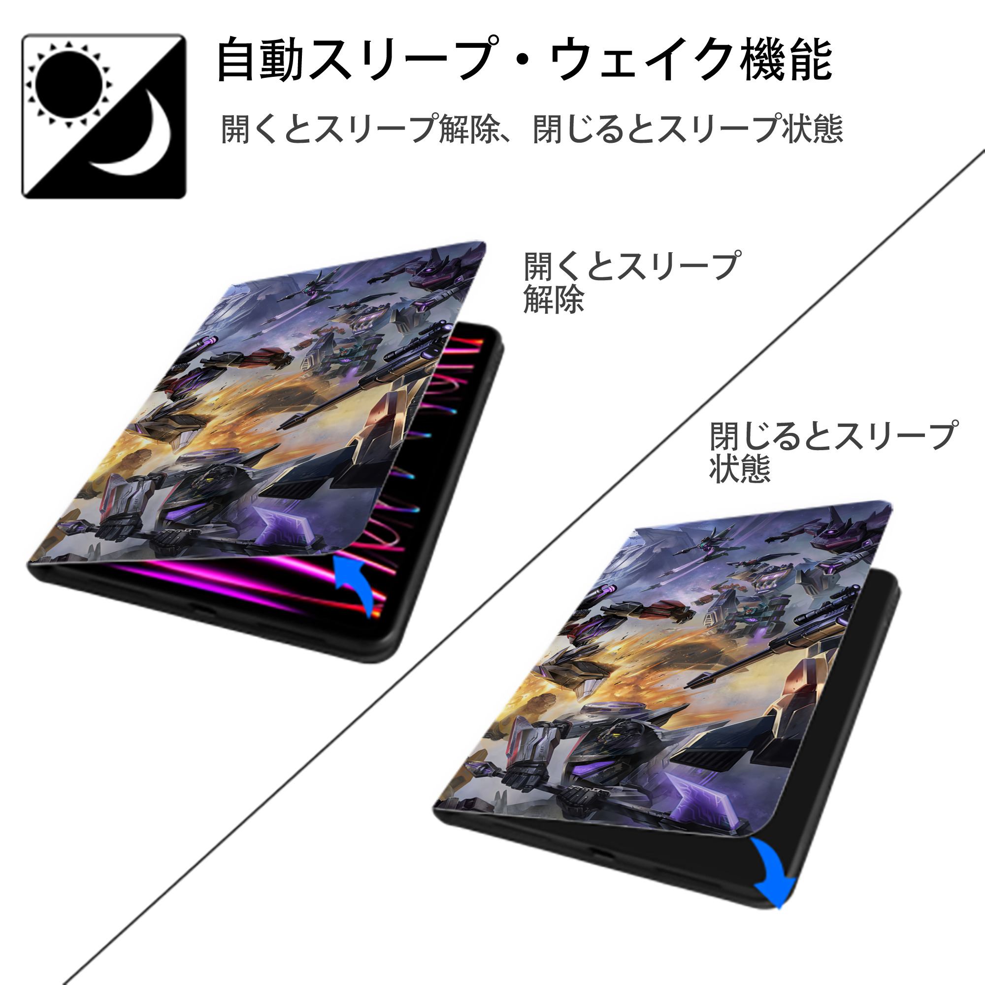 Transformers トランスフォーマー IPad ケース ブック型 PUレザー TPU 耐衝撃 軽量 薄型 ペン収納なし 全面保護 IPad 各モデル対応