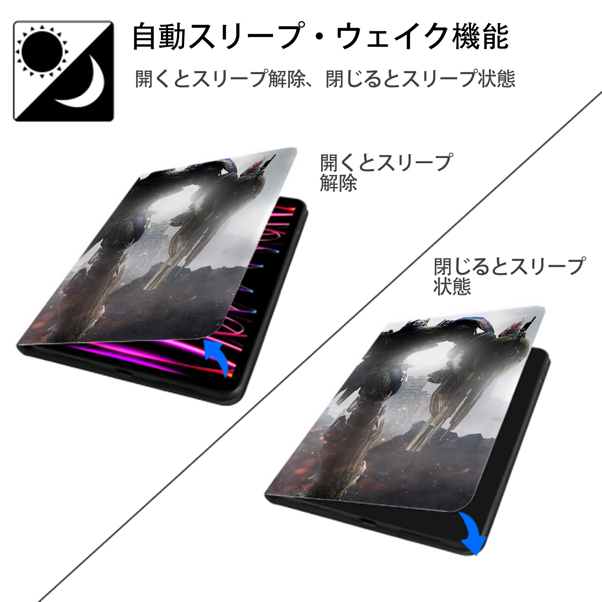 Transformers トランスフォーマー IPad ケース ブック型 PUレザー TPU 耐衝撃 軽量 薄型 ペン収納なし 全面保護 IPad 各モデル対応
