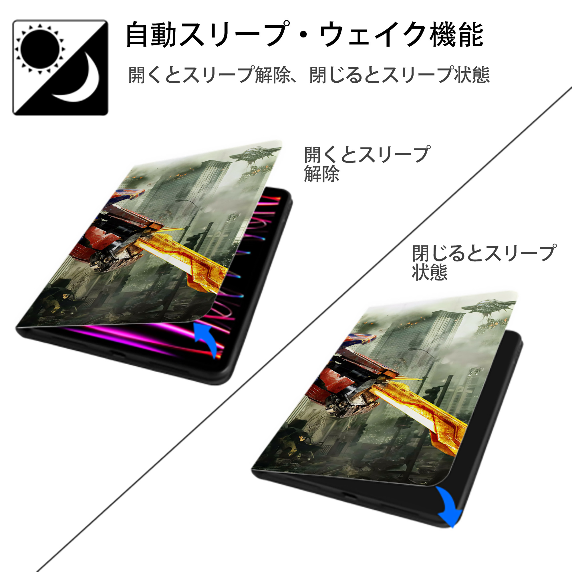 Transformers トランスフォーマー IPad ケース ブック型 PUレザー TPU 耐衝撃 軽量 薄型 ペン収納なし 全面保護 IPad 各モデル対応