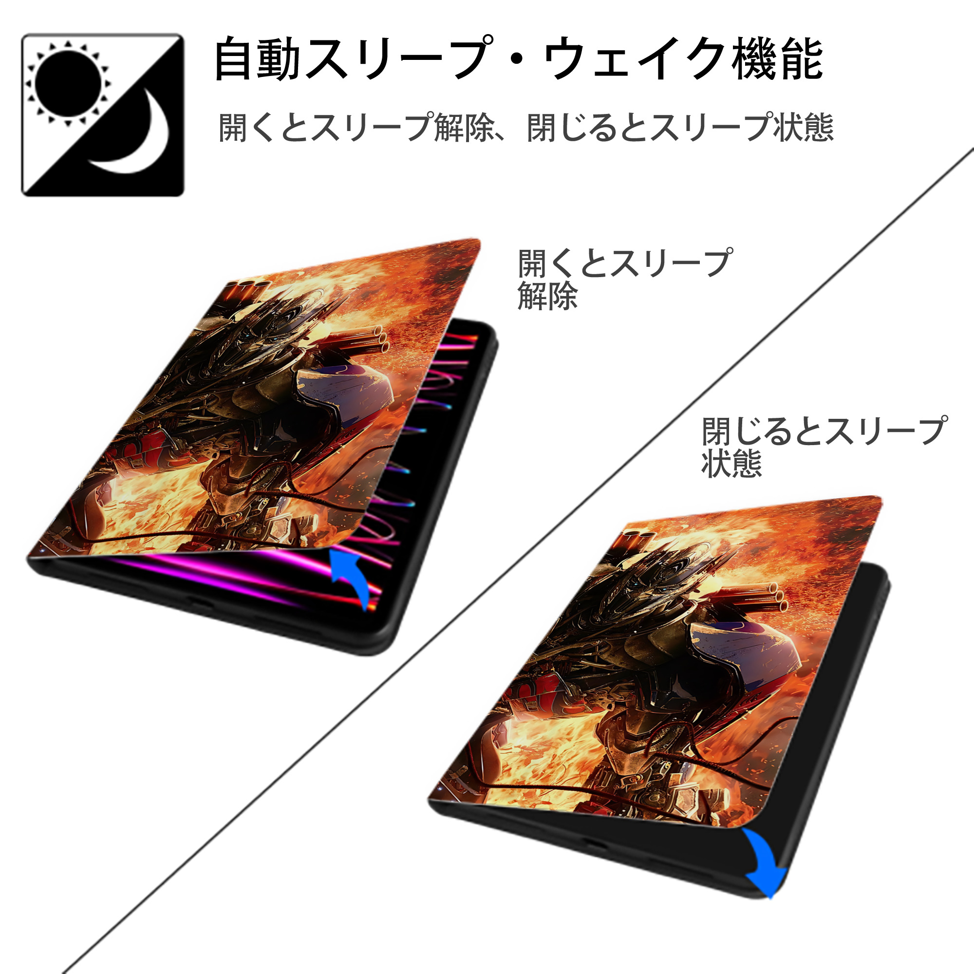 Transformers トランスフォーマー IPad ケース ブック型 PUレザー TPU 耐衝撃 軽量 薄型 ペン収納なし 全面保護 IPad 各モデル対応