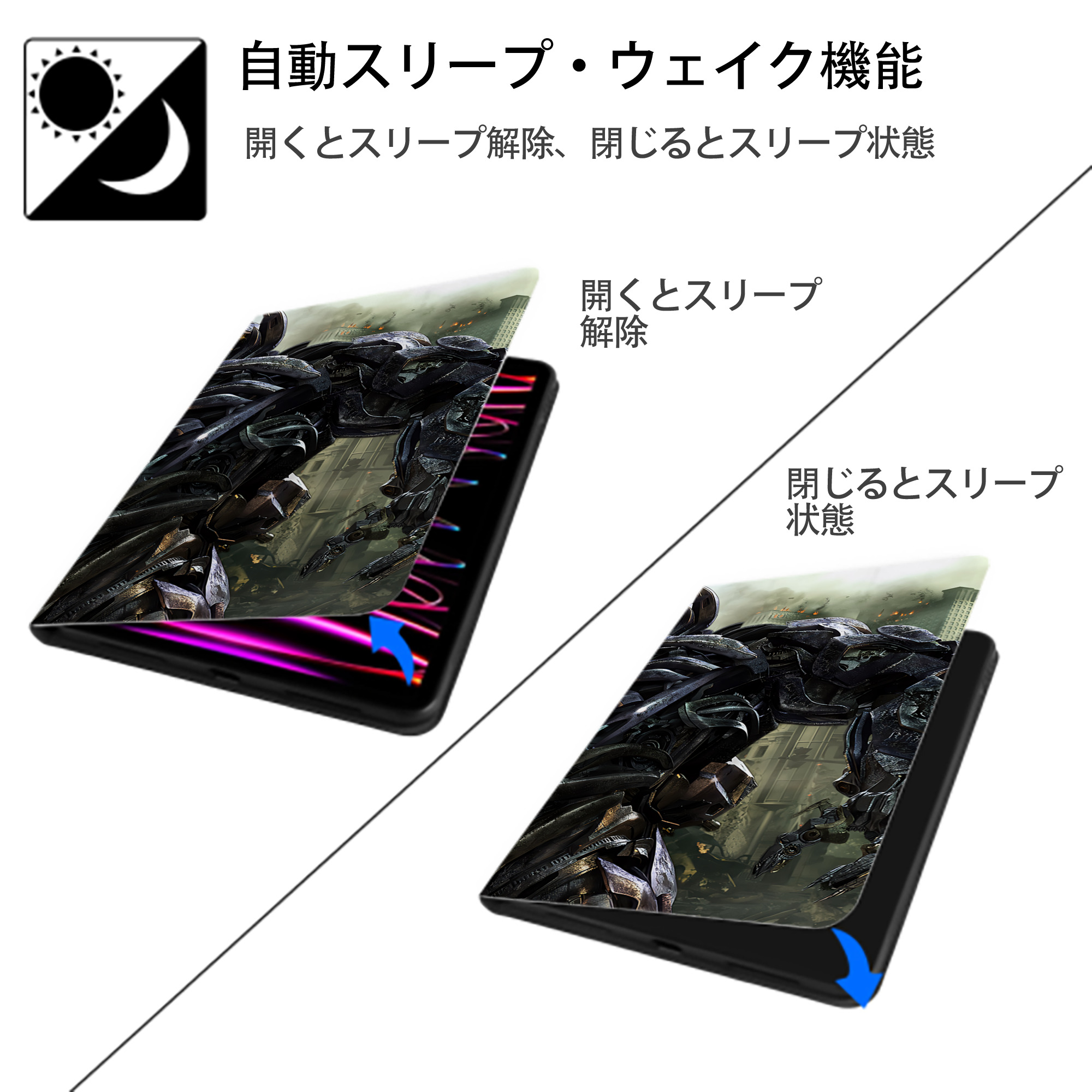 Transformers トランスフォーマー IPad ケース ブック型 PUレザー TPU 耐衝撃 軽量 薄型 ペン収納なし 全面保護 IPad 各モデル対応