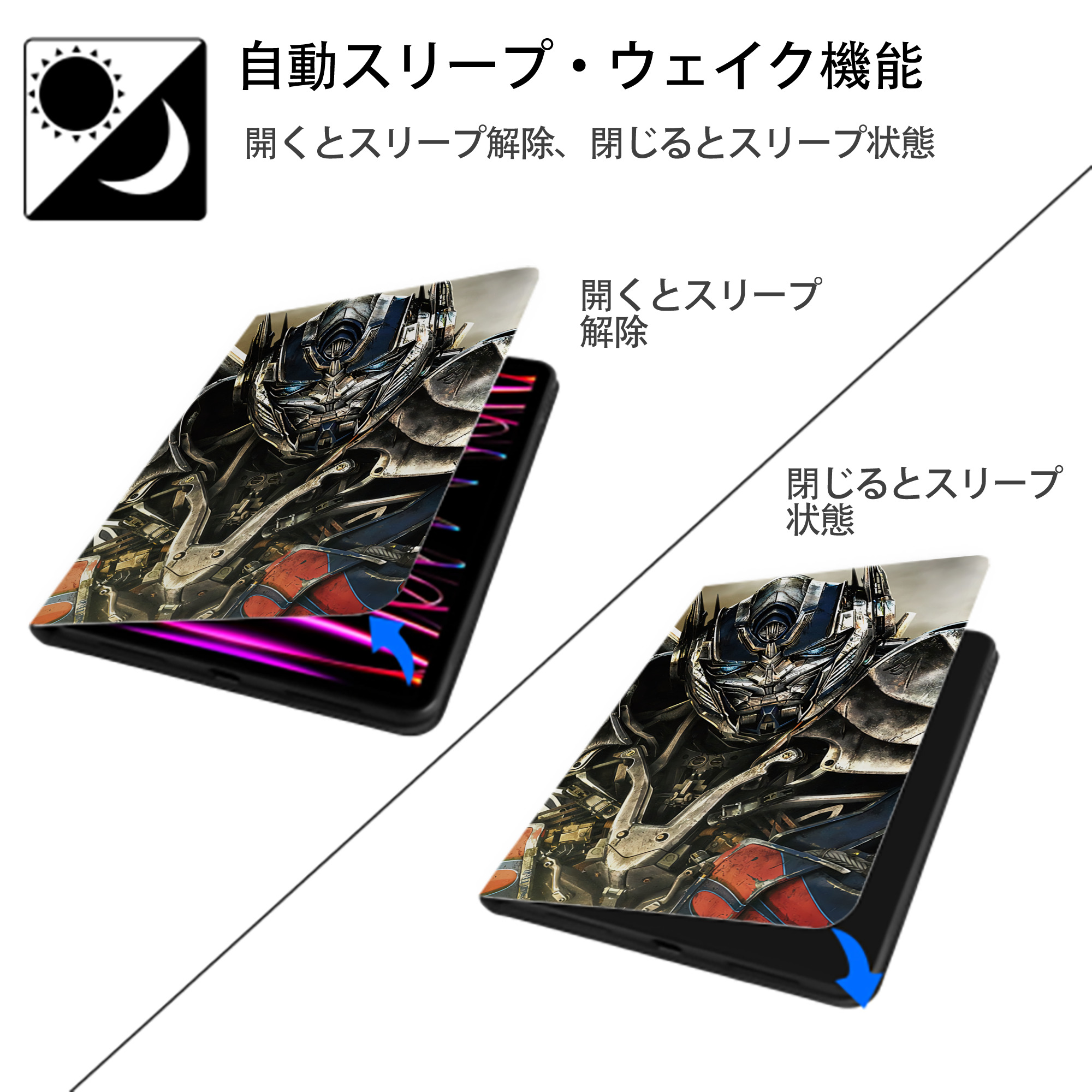Transformers トランスフォーマー IPad ケース ブック型 PUレザー TPU 耐衝撃 軽量 薄型 ペン収納なし 全面保護 IPad 各モデル対応