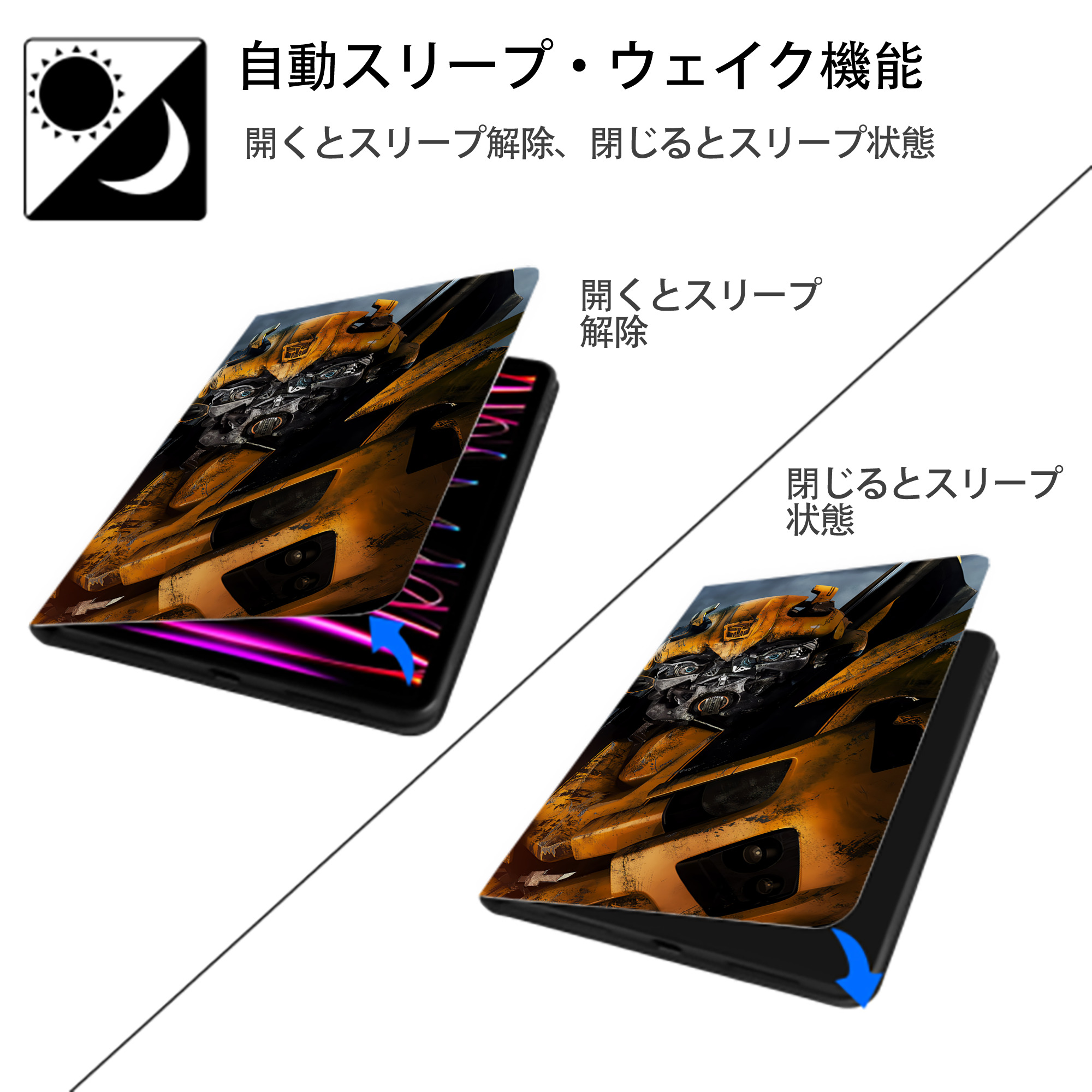 Transformers トランスフォーマー IPad ケース ブック型 PUレザー TPU 耐衝撃 軽量 薄型 ペン収納なし 全面保護 IPad 各モデル対応