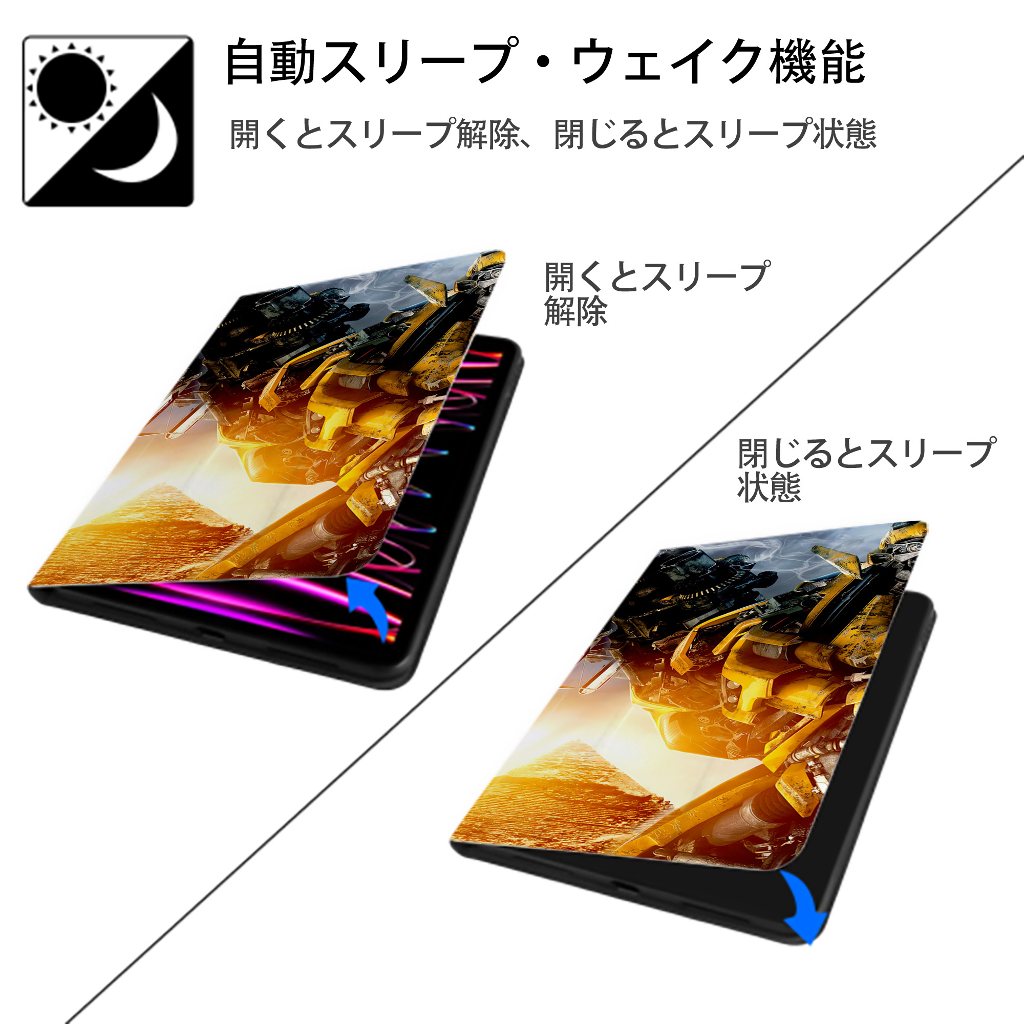 Transformers トランスフォーマー IPad ケース ブック型 PUレザー TPU 耐衝撃 軽量 薄型 ペン収納なし 全面保護 IPad 各モデル対応