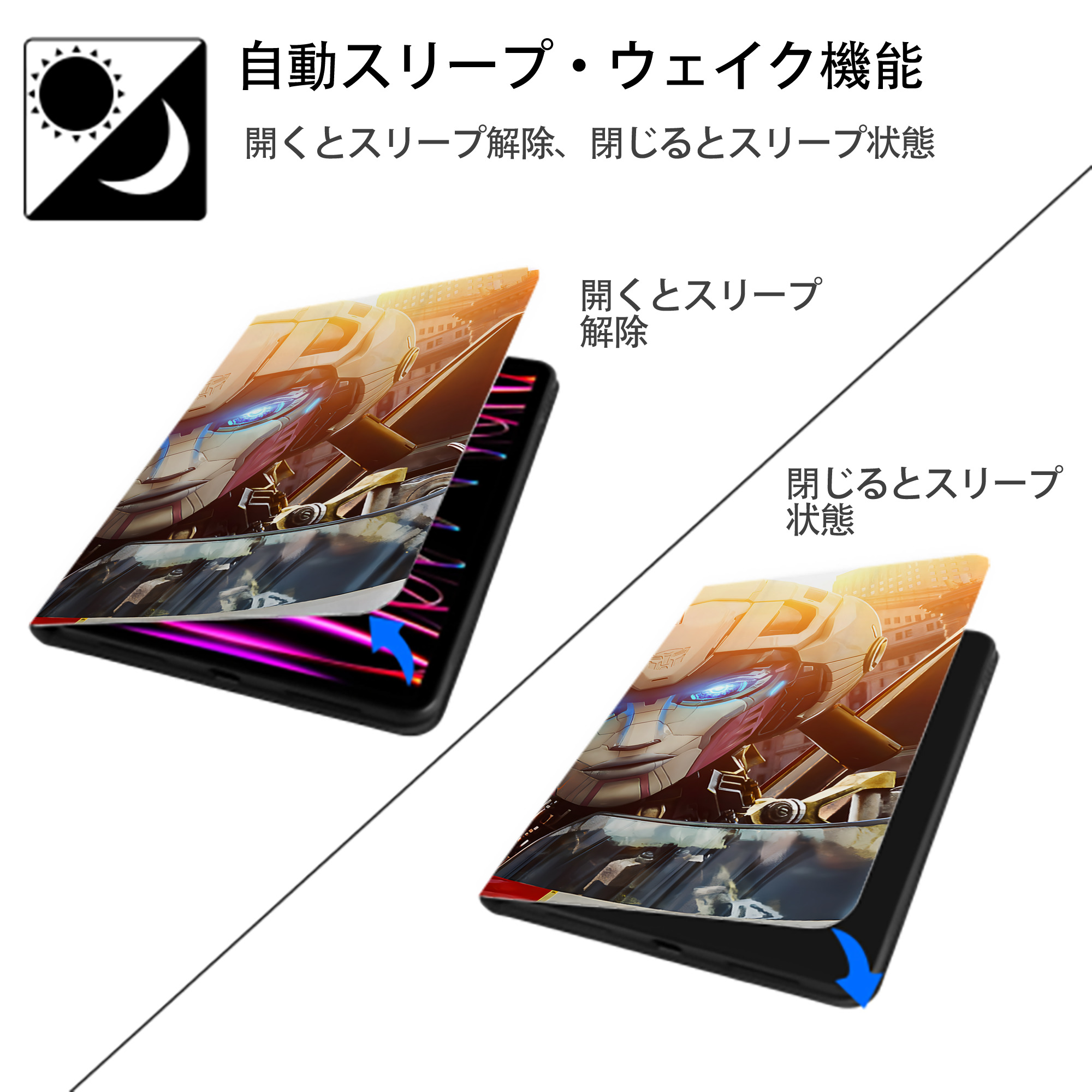 Transformers トランスフォーマー IPad ケース ブック型 PUレザー TPU 耐衝撃 軽量 薄型 ペン収納なし 全面保護 IPad 各モデル対応
