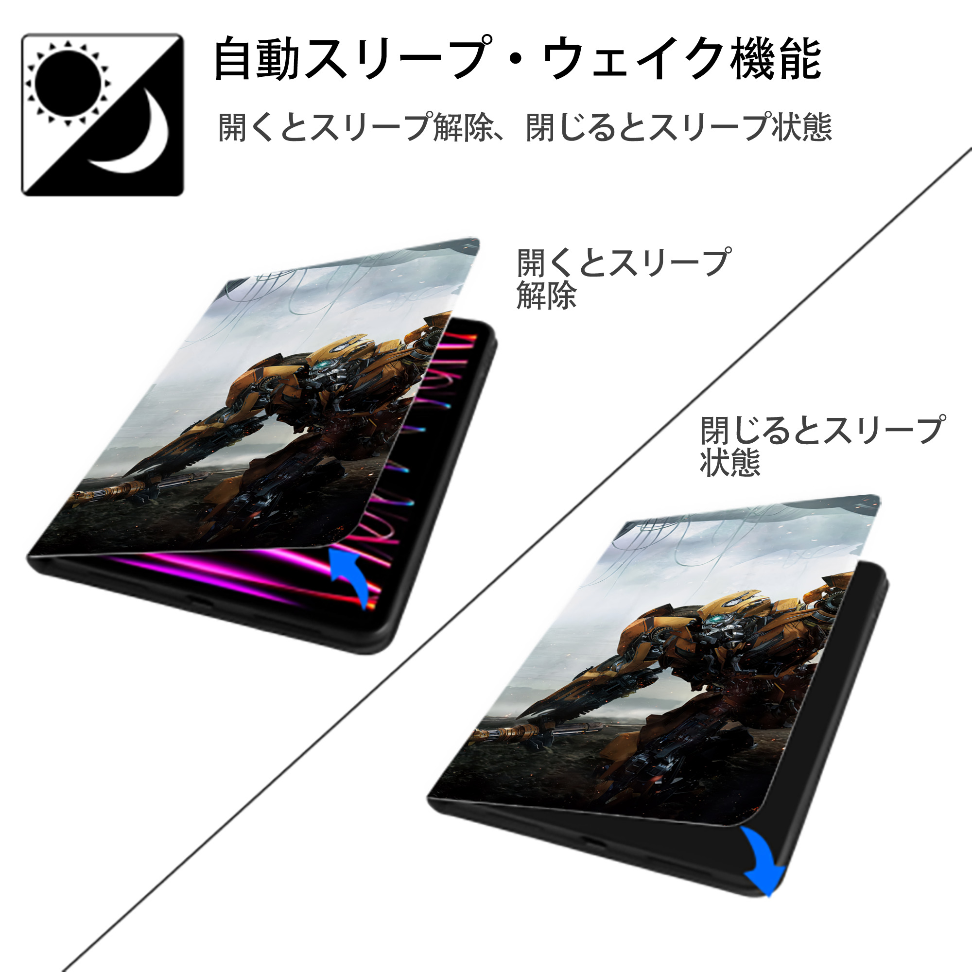 Transformers トランスフォーマー IPad ケース ブック型 PUレザー TPU 耐衝撃 軽量 薄型 ペン収納なし 全面保護 IPad 各モデル対応