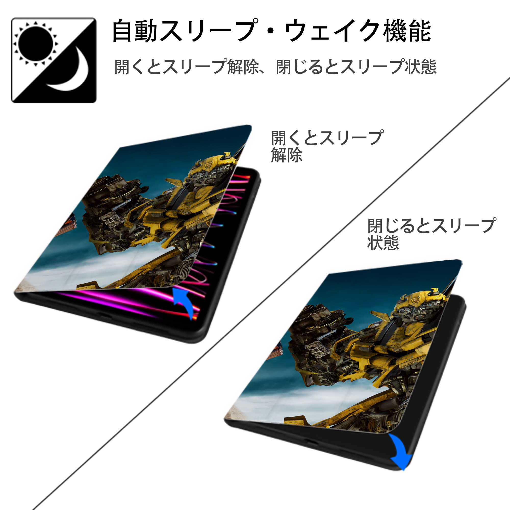 Transformers トランスフォーマー IPad ケース ブック型 PUレザー TPU 耐衝撃 軽量 薄型 ペン収納なし 全面保護 IPad 各モデル対応