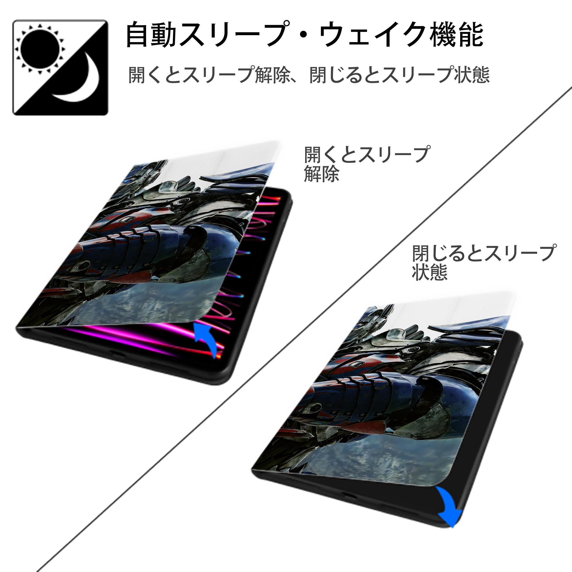 Transformers トランスフォーマー IPad ケース ブック型 PUレザー TPU 耐衝撃 軽量 薄型 ペン収納なし 全面保護 IPad 各モデル対応