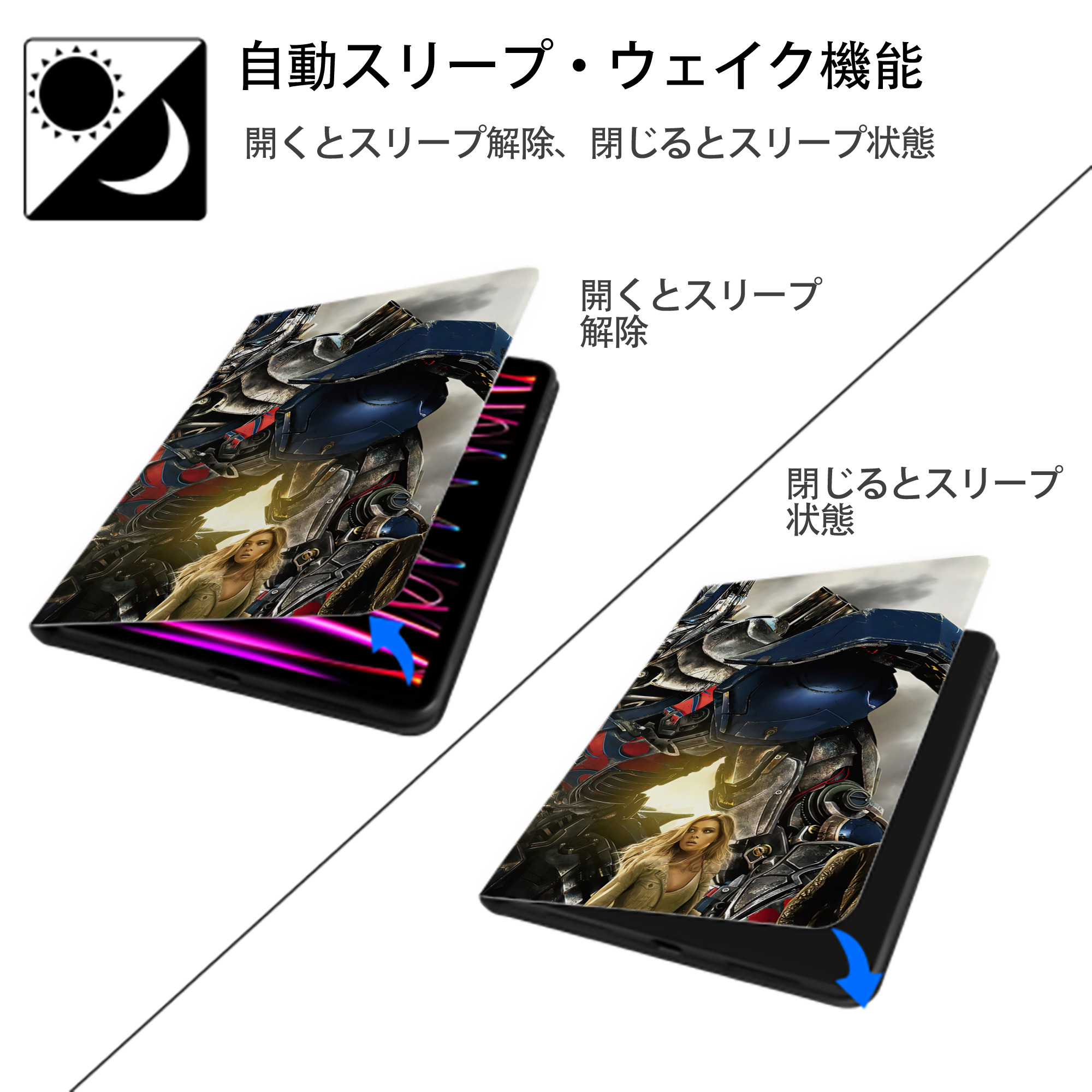 Transformers トランスフォーマー IPad ケース ブック型 PUレザー TPU 耐衝撃 軽量 薄型 ペン収納なし 全面保護 IPad 各モデル対応