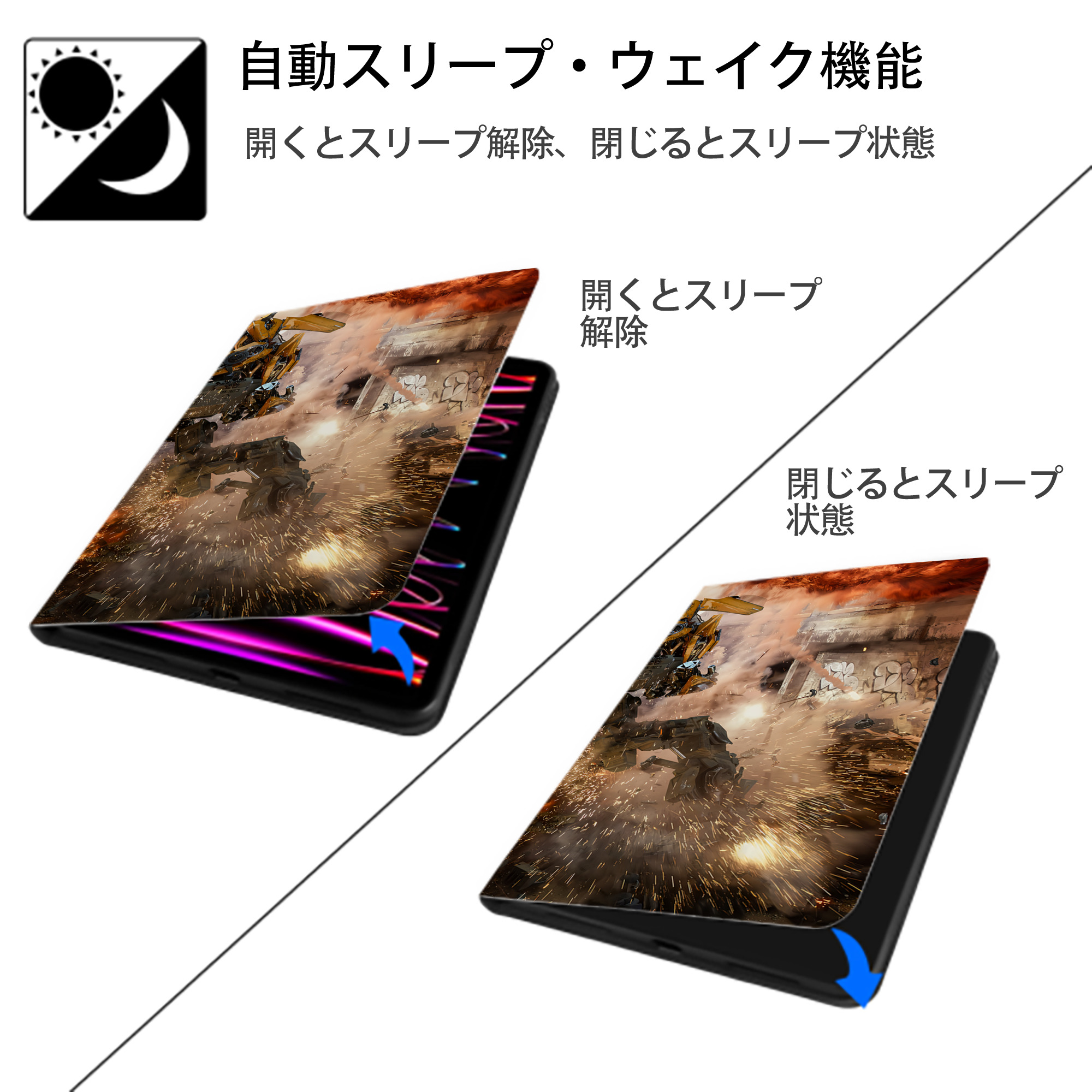 Transformers トランスフォーマー IPad ケース ブック型 PUレザー TPU 耐衝撃 軽量 薄型 ペン収納なし 全面保護 IPad 各モデル対応