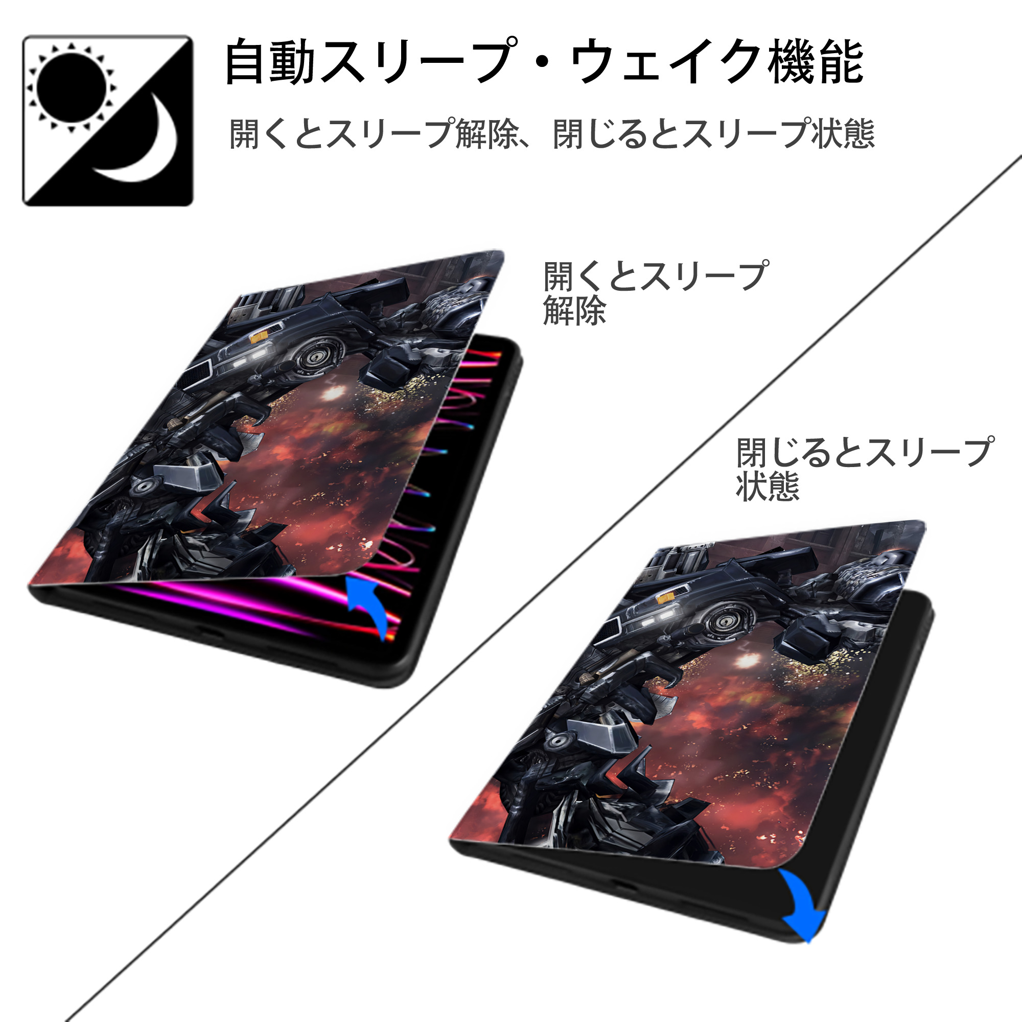 Transformers トランスフォーマー IPad ケース ブック型 PUレザー TPU 耐衝撃 軽量 薄型 ペン収納なし 全面保護 IPad 各モデル対応
