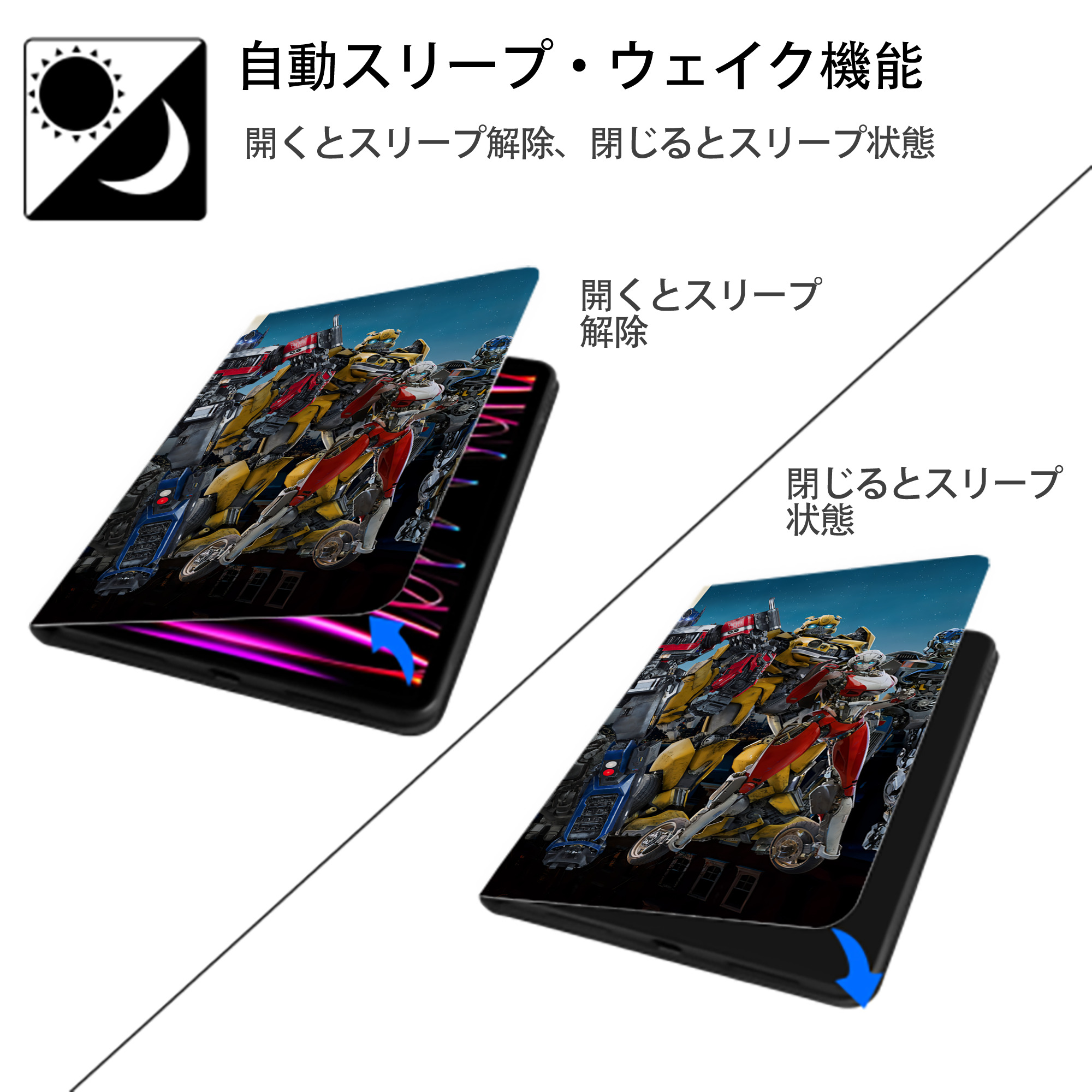 Transformers トランスフォーマー IPad ケース ブック型 PUレザー TPU 耐衝撃 軽量 薄型 ペン収納なし 全面保護 IPad 各モデル対応