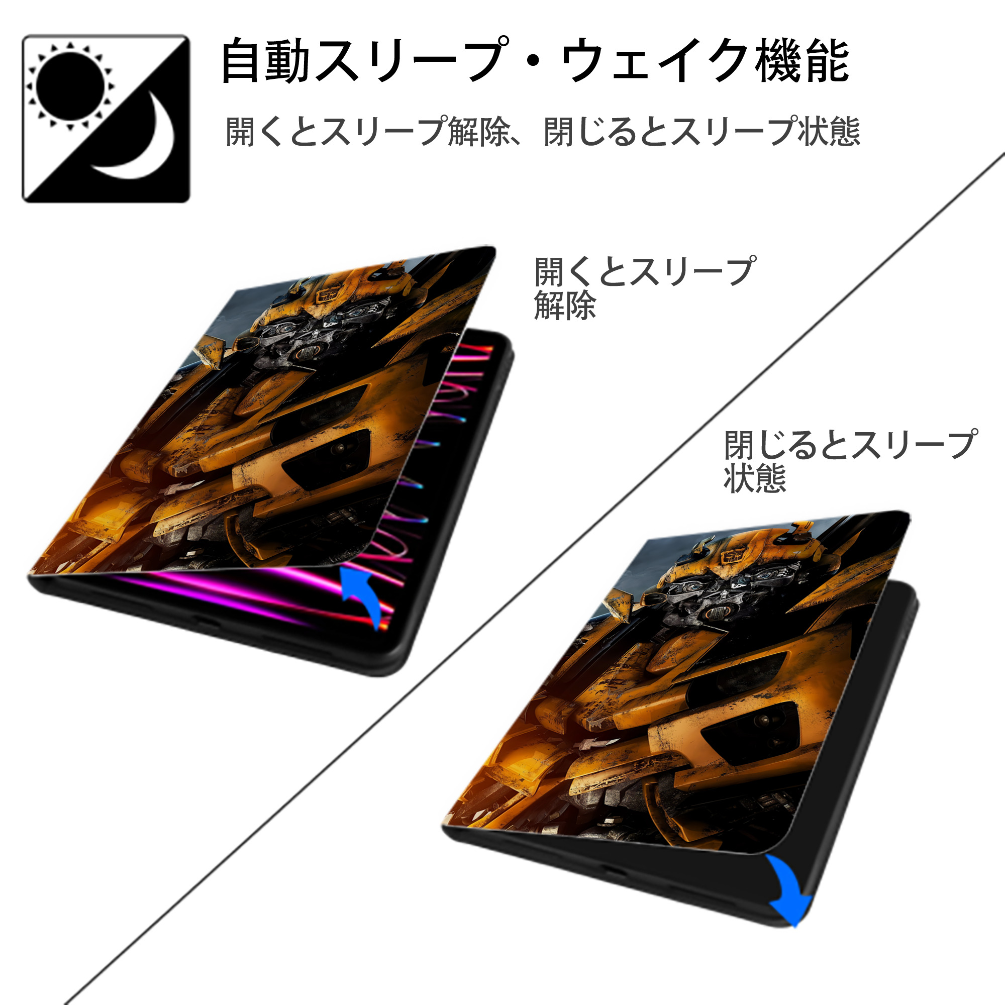 Transformers トランスフォーマー IPad ケース ブック型 PUレザー TPU 耐衝撃 軽量 薄型 ペン収納なし 全面保護 IPad 各モデル対応