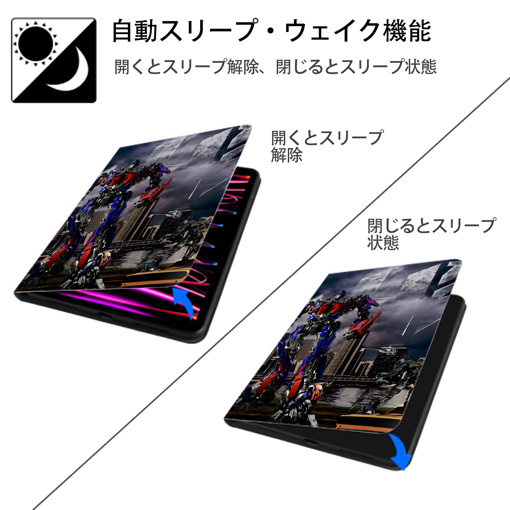 Transformers トランスフォーマー IPad ケース ブック型 PUレザー TPU 耐衝撃 軽量 薄型 ペン収納なし 全面保護 IPad 各モデル対応