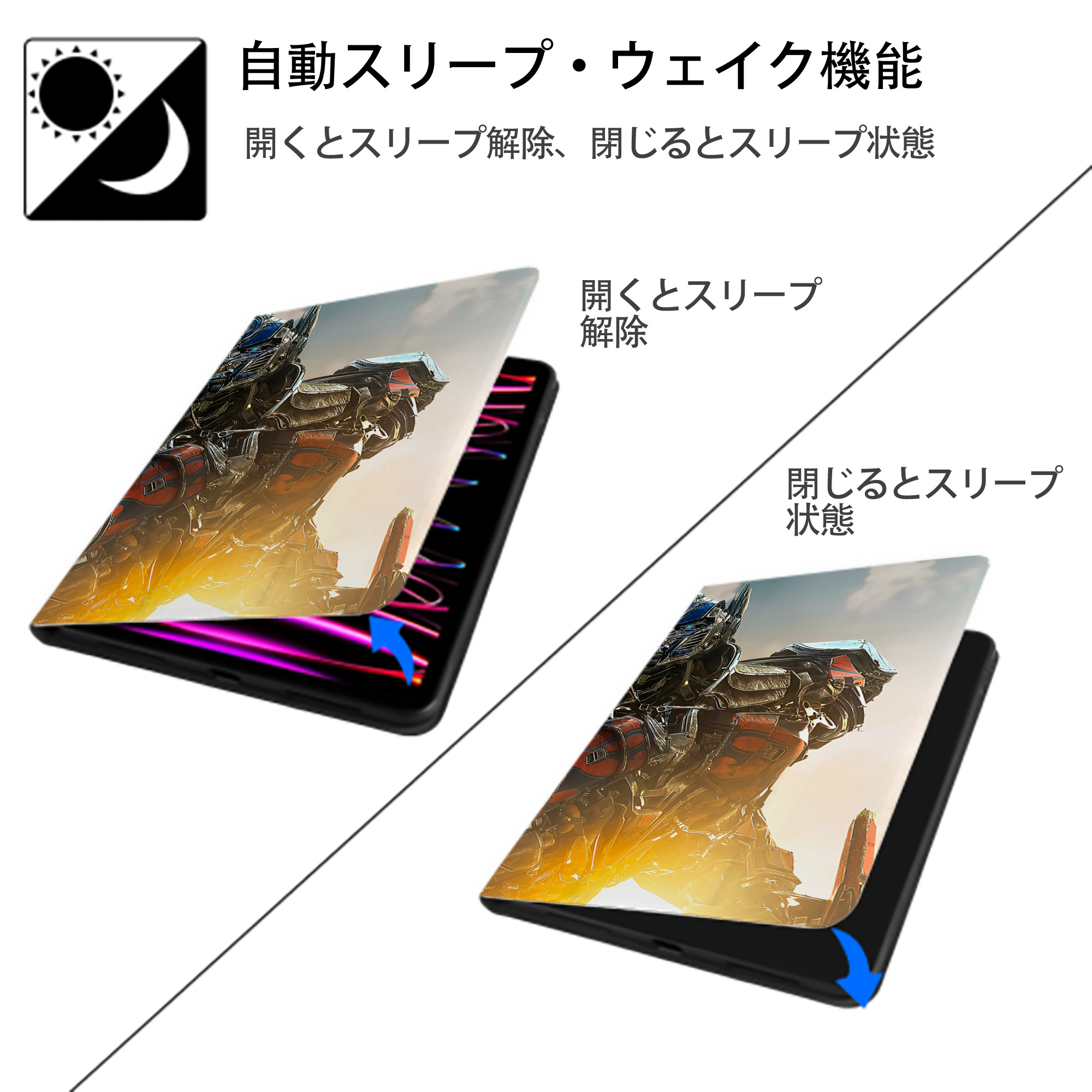 Transformers トランスフォーマー IPad ケース ブック型 PUレザー TPU 耐衝撃 軽量 薄型 ペン収納なし 全面保護 IPad 各モデル対応
